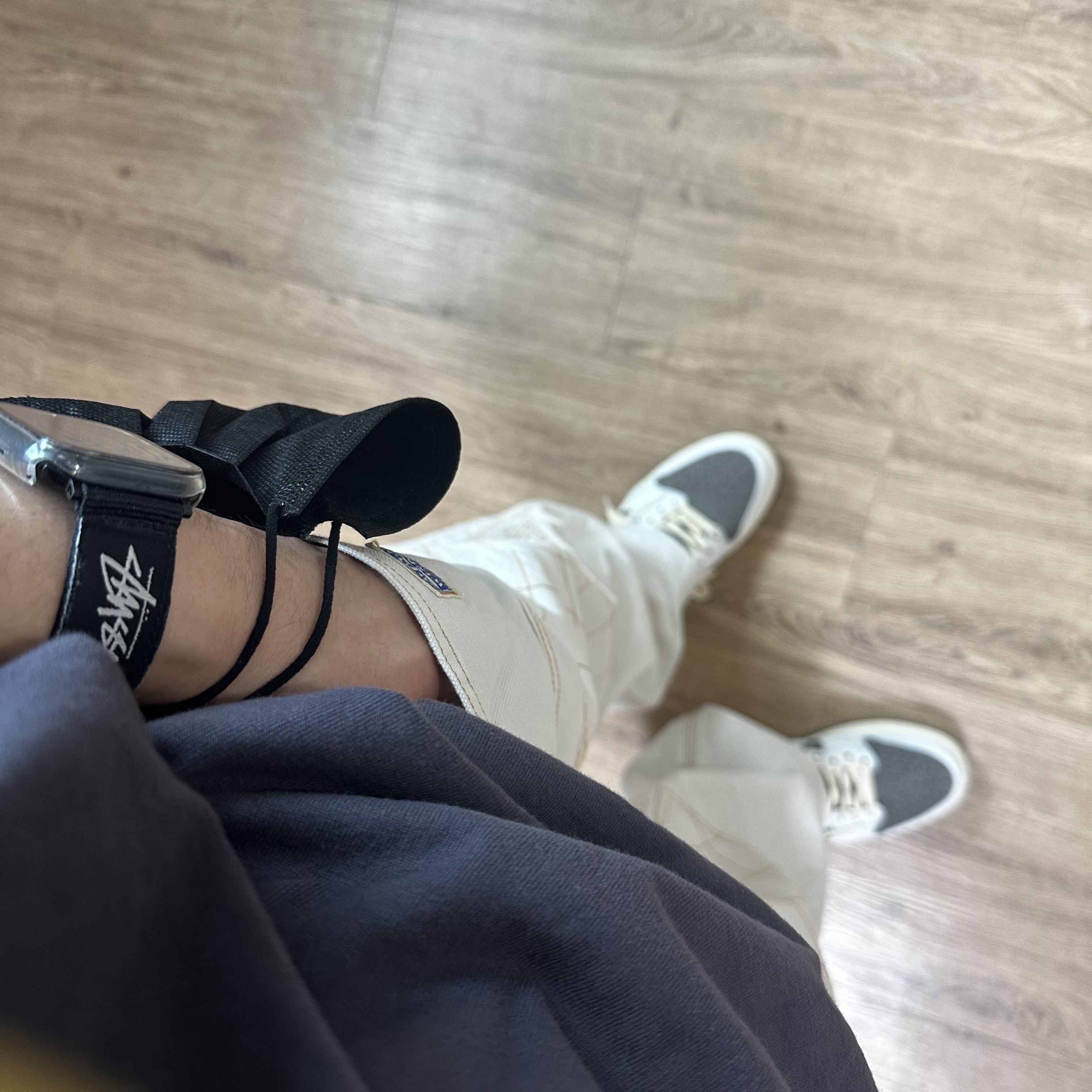 Jordan 1 x Travis Scott Retro Low OG SP Sail and Ridgerock, Kapital Thin Canvas Lumbar Pants Kinari 착용 스타일 - 2