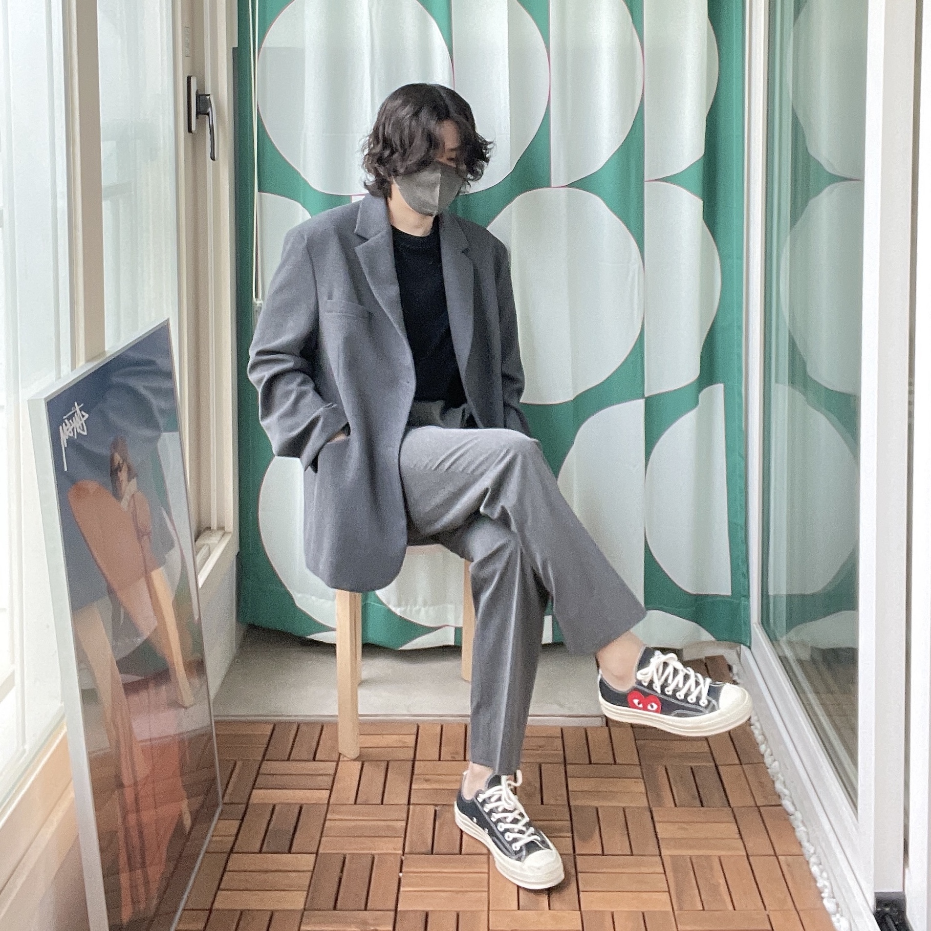 Converse x Play Comme des Garcons Chuck 70 Ox Black 착용 스타일 - 1