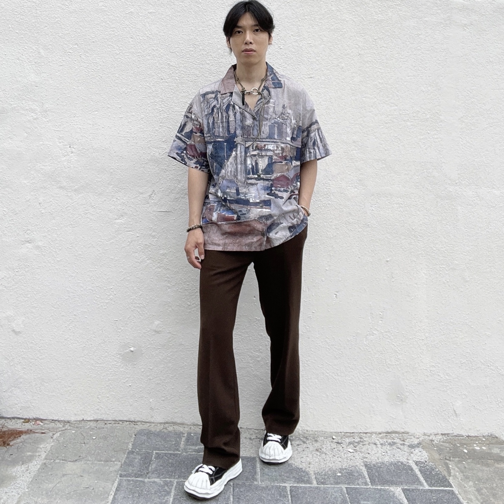 Maison Mihara Yasuhiro Blakey OG Sole Canvas Low-top Sneakers Black White 착용 스타일 - 1