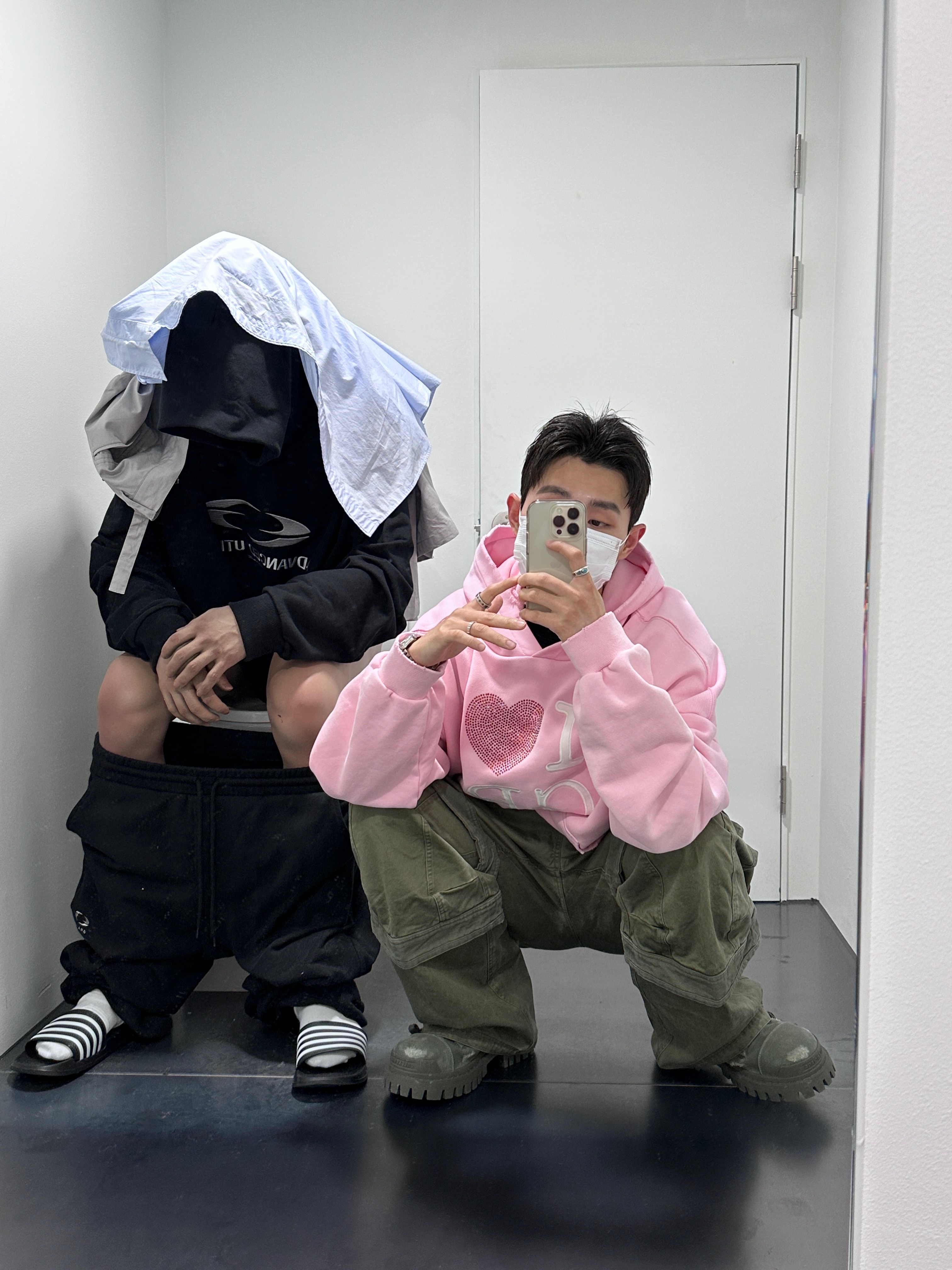 Project G/R I Love GR Hoodie Pink - Haus of GR Exclusive, Balenciaga Combat Strike 20mm Boot Kaki 착용 스타일 - 1