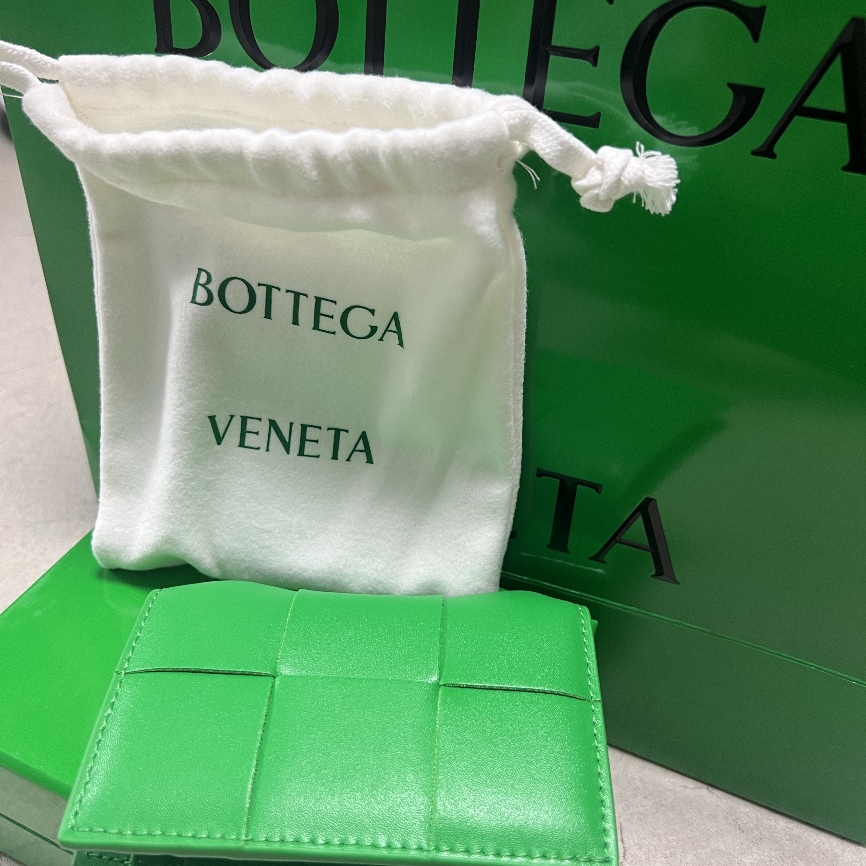 Bottega Veneta Flap Card Case Parakeet 착용 스타일 - 2