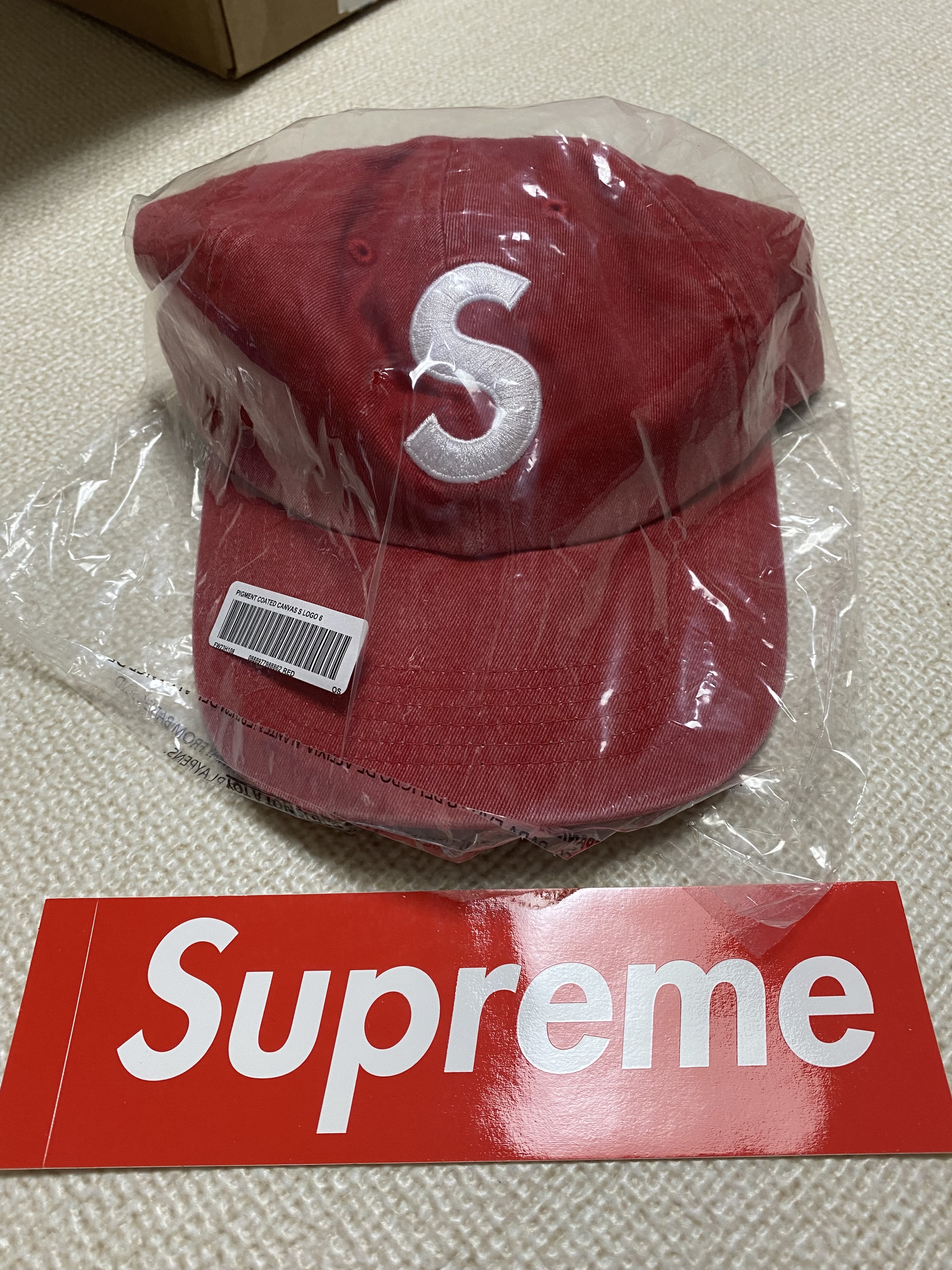 Supreme Pigment Print S Logo 6-Panel Red - 23FW 착용 스타일