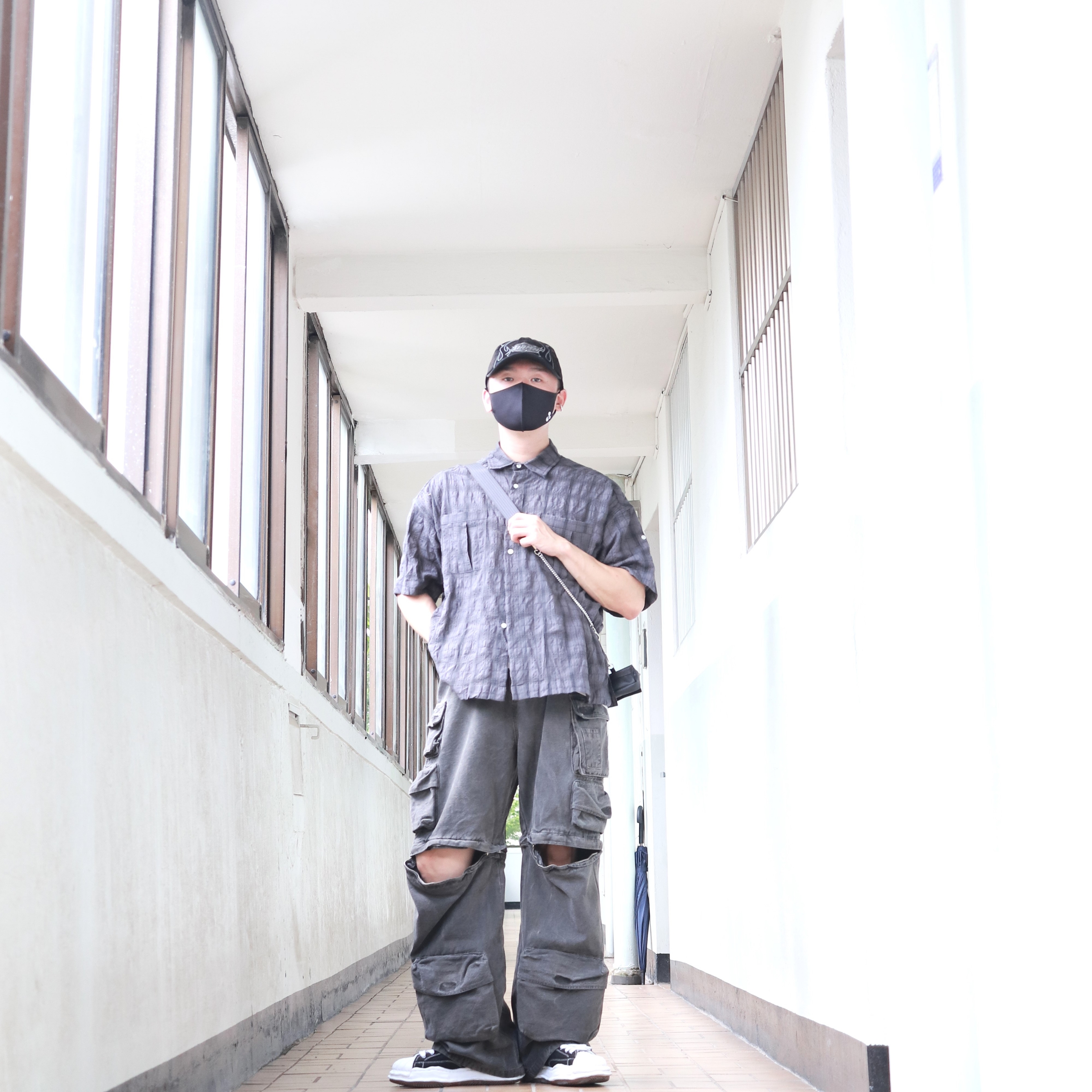 Maison Mihara Yasuhiro Blakey OG Sole Canvas Low-top Sneakers Black White 착용 스타일