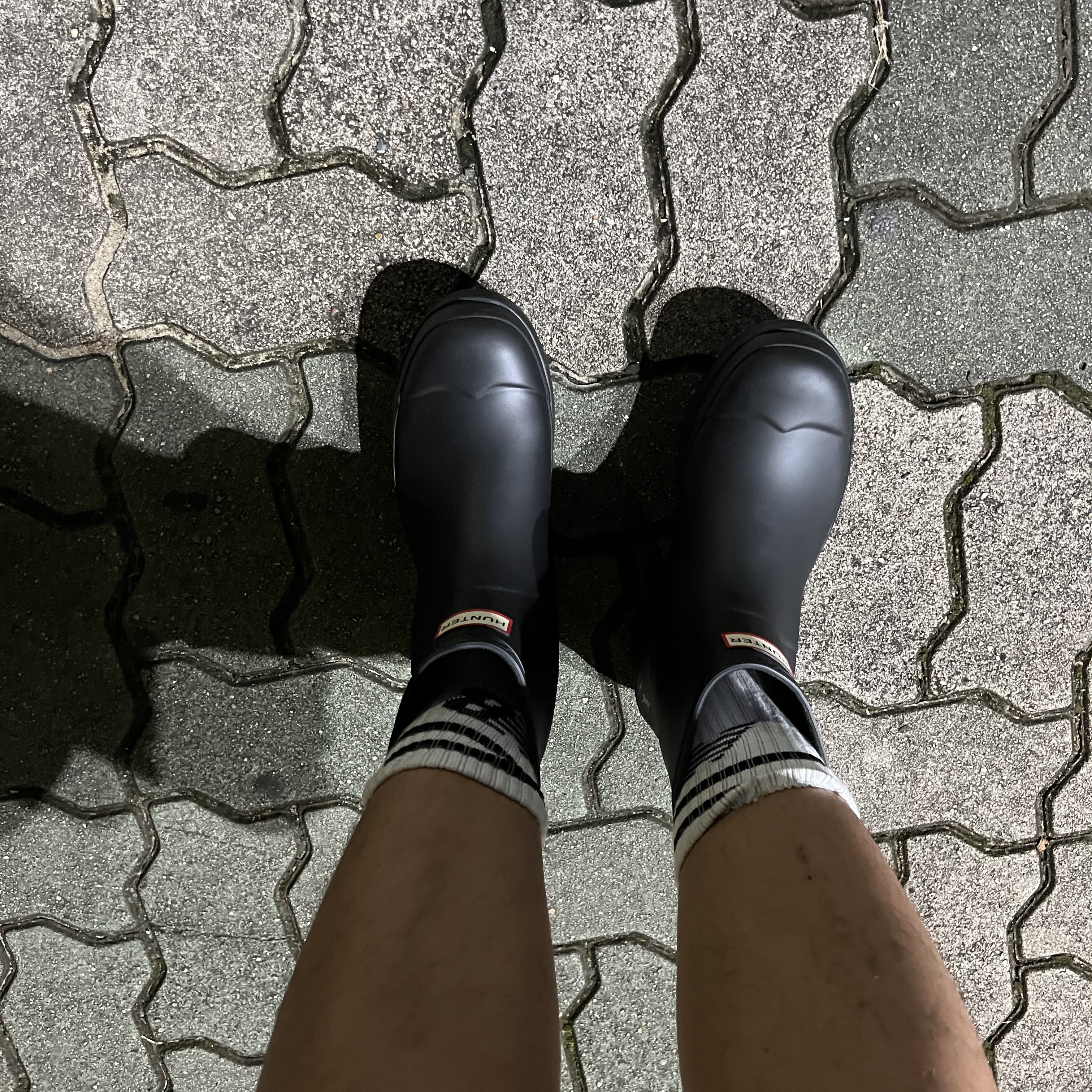 Hunter Play Short Wellington Boots Black 착용 스타일