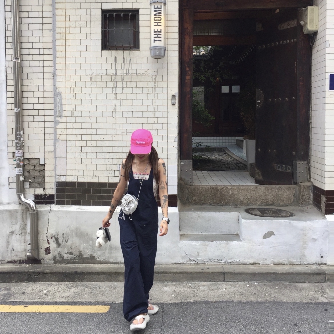 Taw&Toe x Low Classic Platform Flip Flop Cream, Supreme Washed Chino Twill Camp Cap Pink - 23SS 착용 스타일