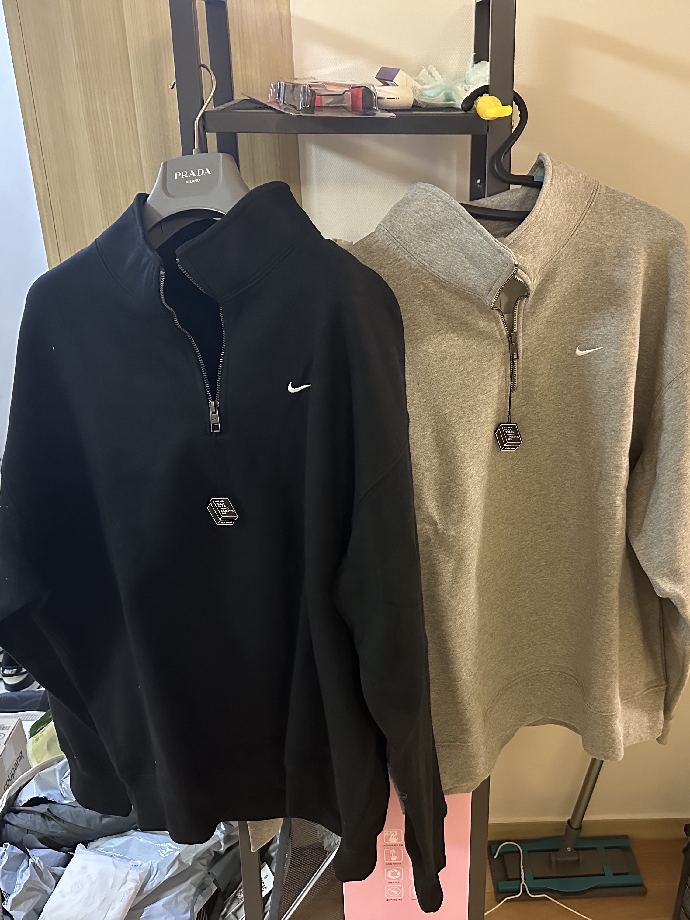 Nike NRG Solo Swoosh Heavy Weight BB Quarter Zip Top Dark Grey Heather - Asia, Nike NRG Solo Swoosh Heavy Weight BB Quarter Zip Top Black - Asia 착용 스타일