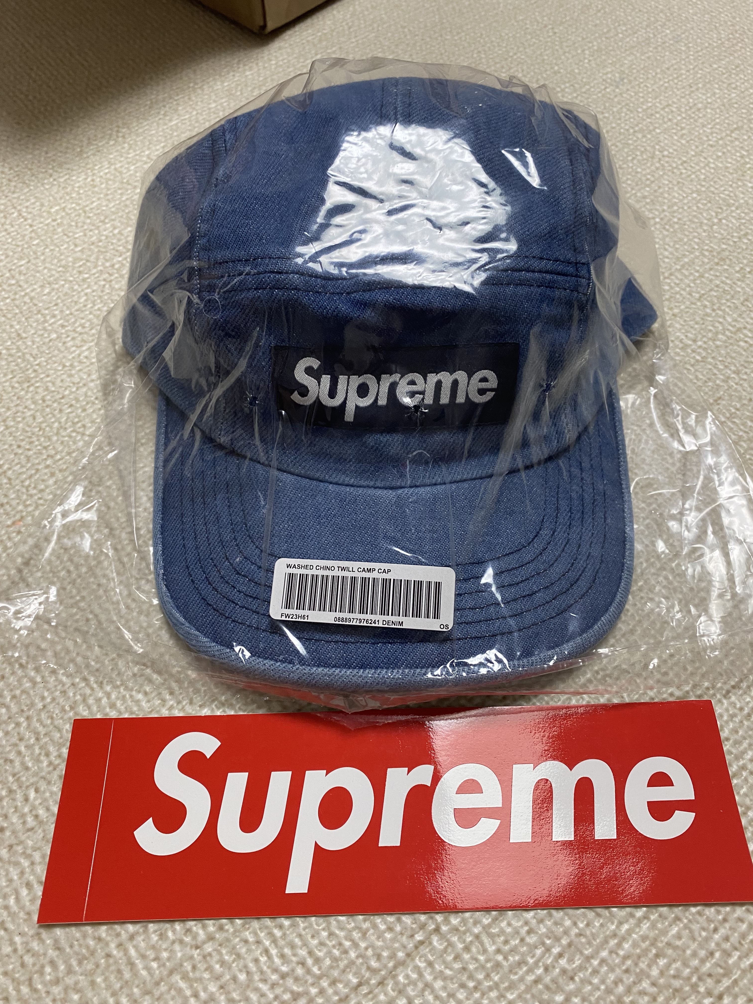 Supreme Washed Chino Twill Camp Cap Denim - 23FW 착용 스타일