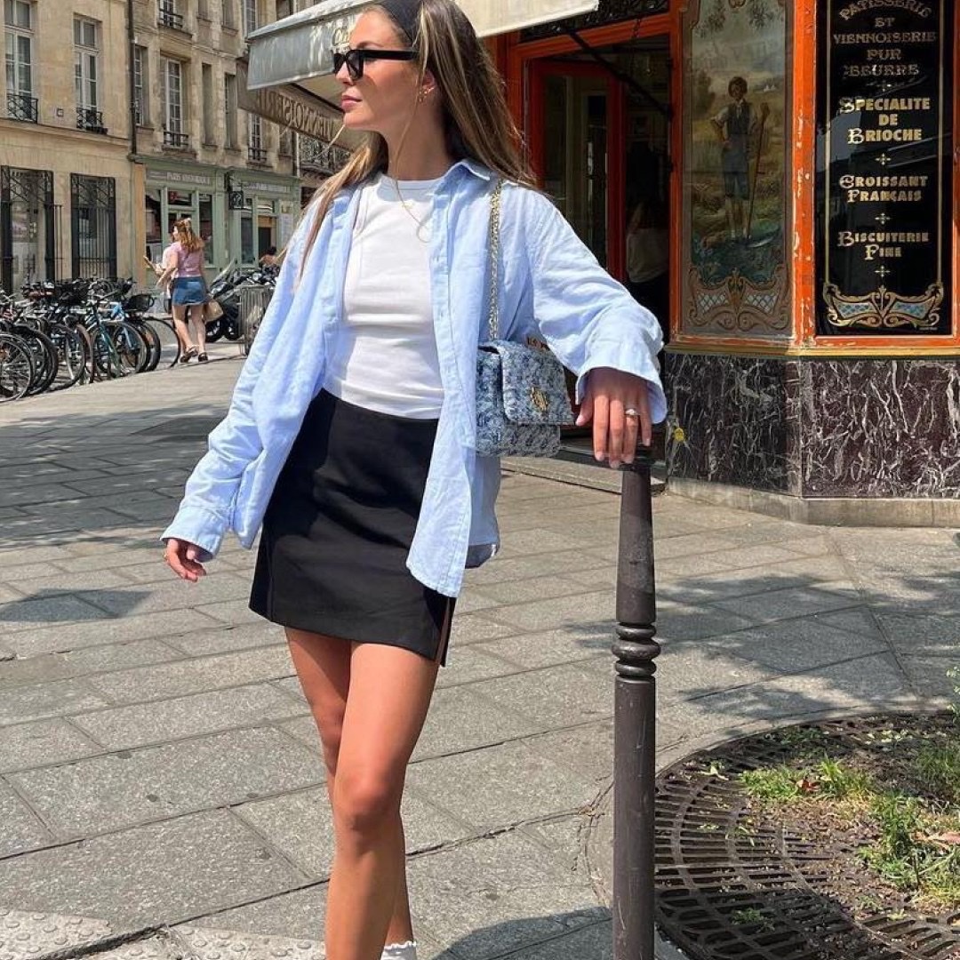 (W) Essentials Mid Length Skirt Off Black - 23SS, (W) J.Lindeberg Amelie Golf Skirt Black 착용 스타일 - 2