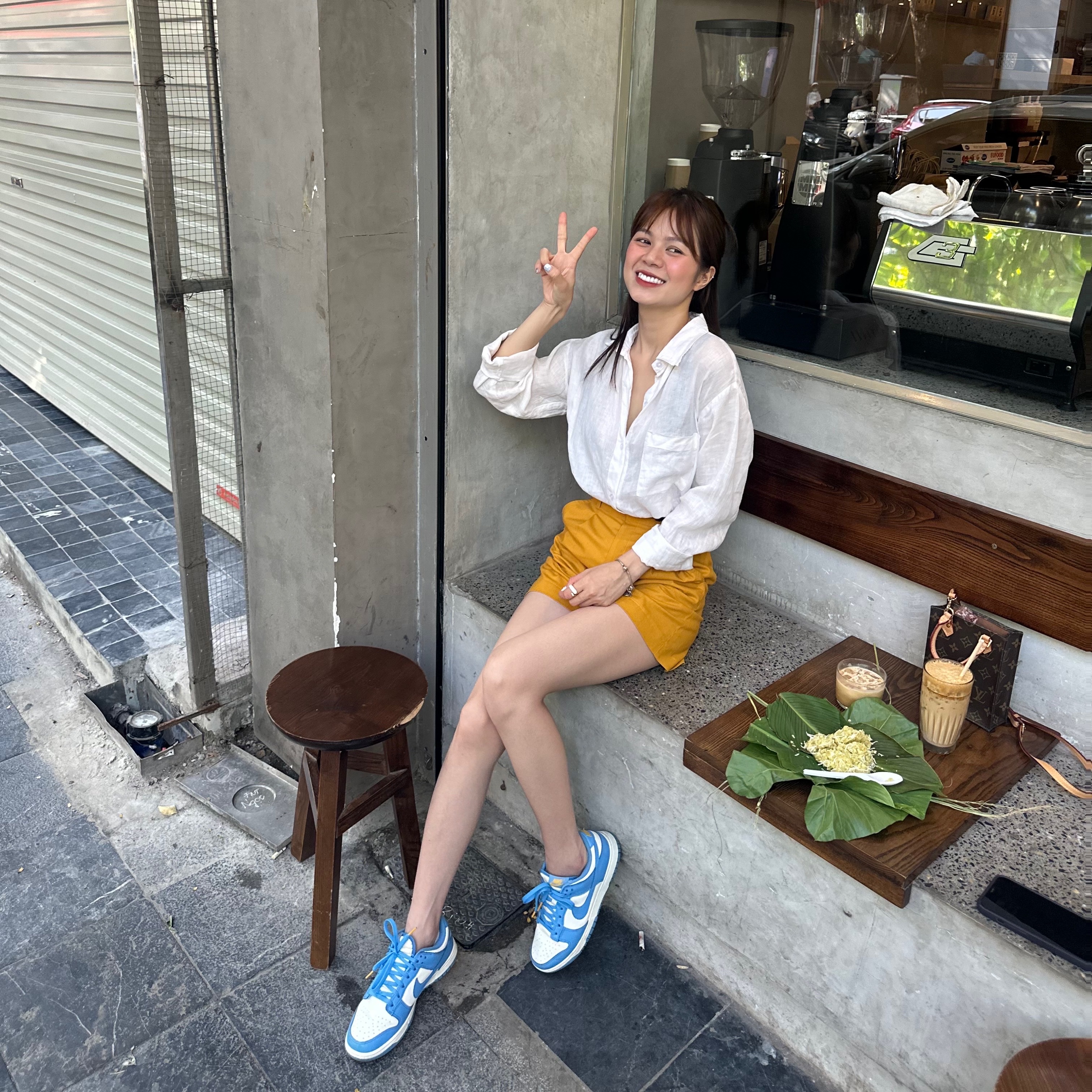(W) Nike Dunk Low Coast, Louis Vuitton Petit Sac Plat Monogram 착용 스타일 - 2