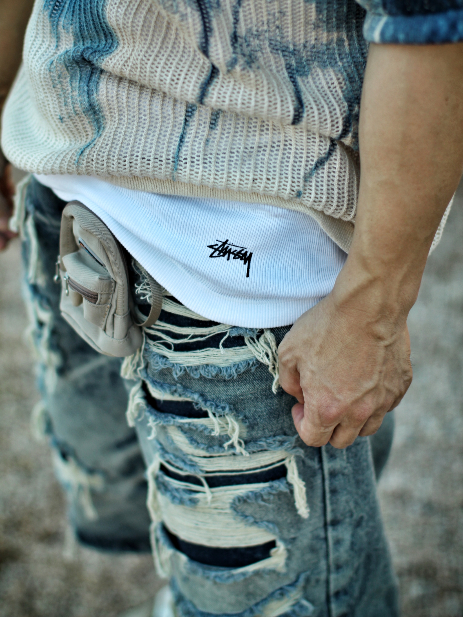 Stussy Undershirt White (3 Pack), Nike x Travis Scott SB Dunk Low 착용 스타일 - 3