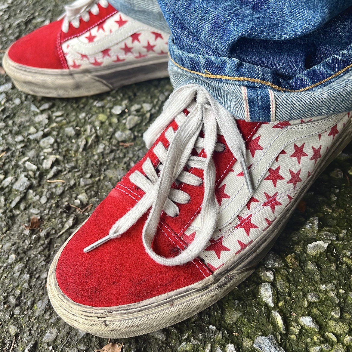 Vans Vault x Bianca Chandon Old Skool LX Stressed Red White 착용 스타일