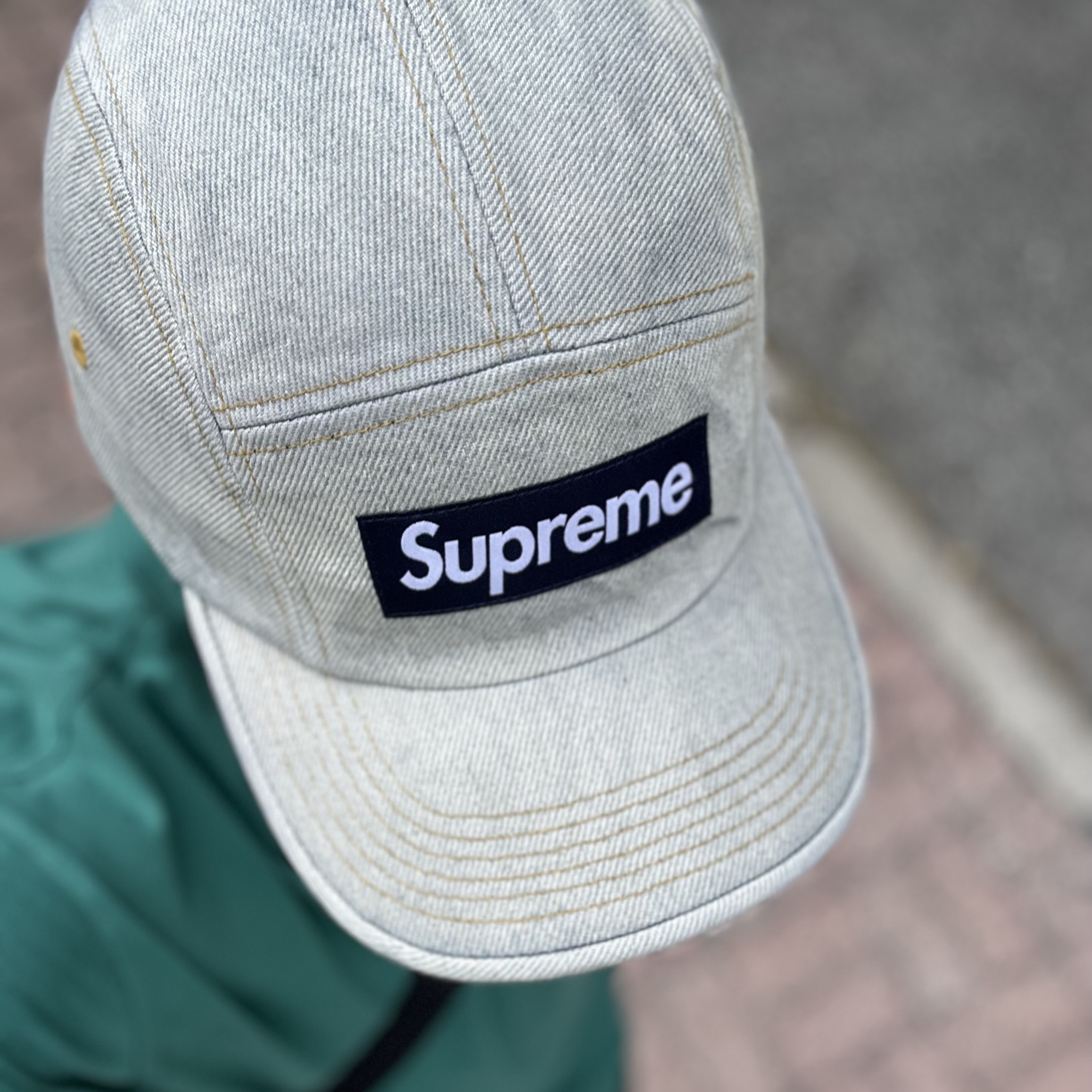 Supreme Denim Camp Cap Dirty Indigo - 23SS 착용 스타일