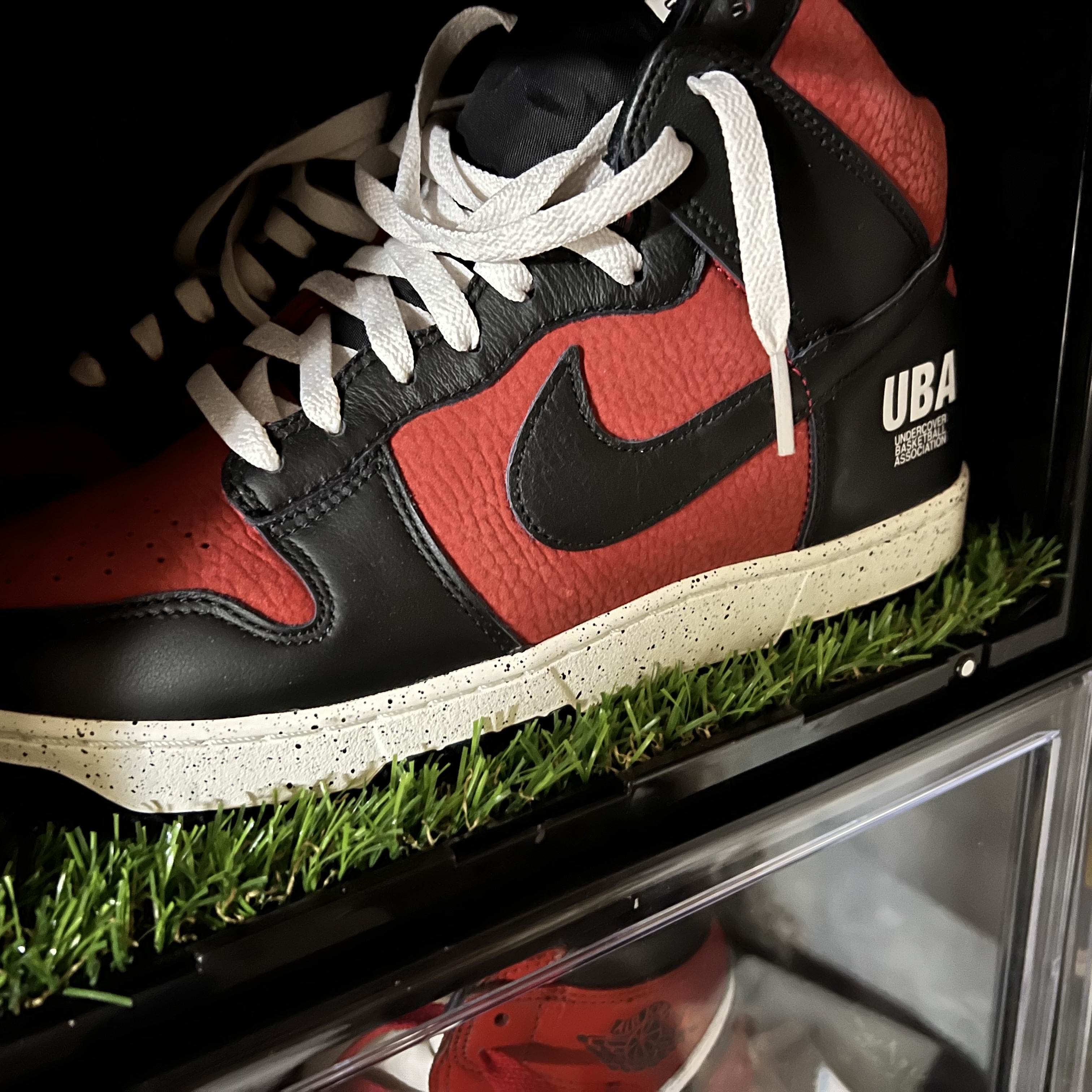 Nike x Undercover Dunk High 1985 Gym Red 착용 스타일
