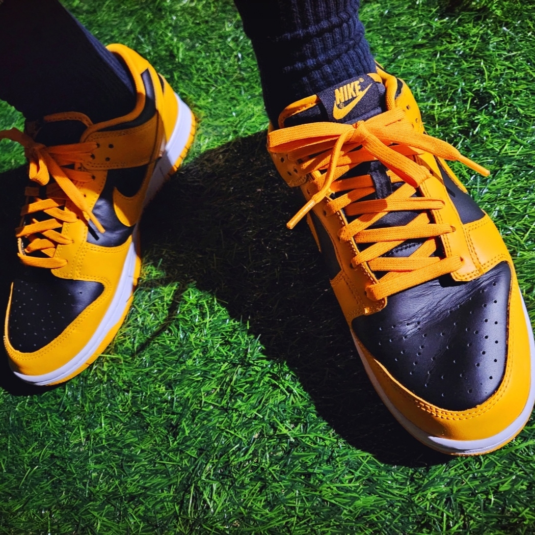 Nike Dunk Low Retro Championship Goldenrod 착용 스타일 - 4
