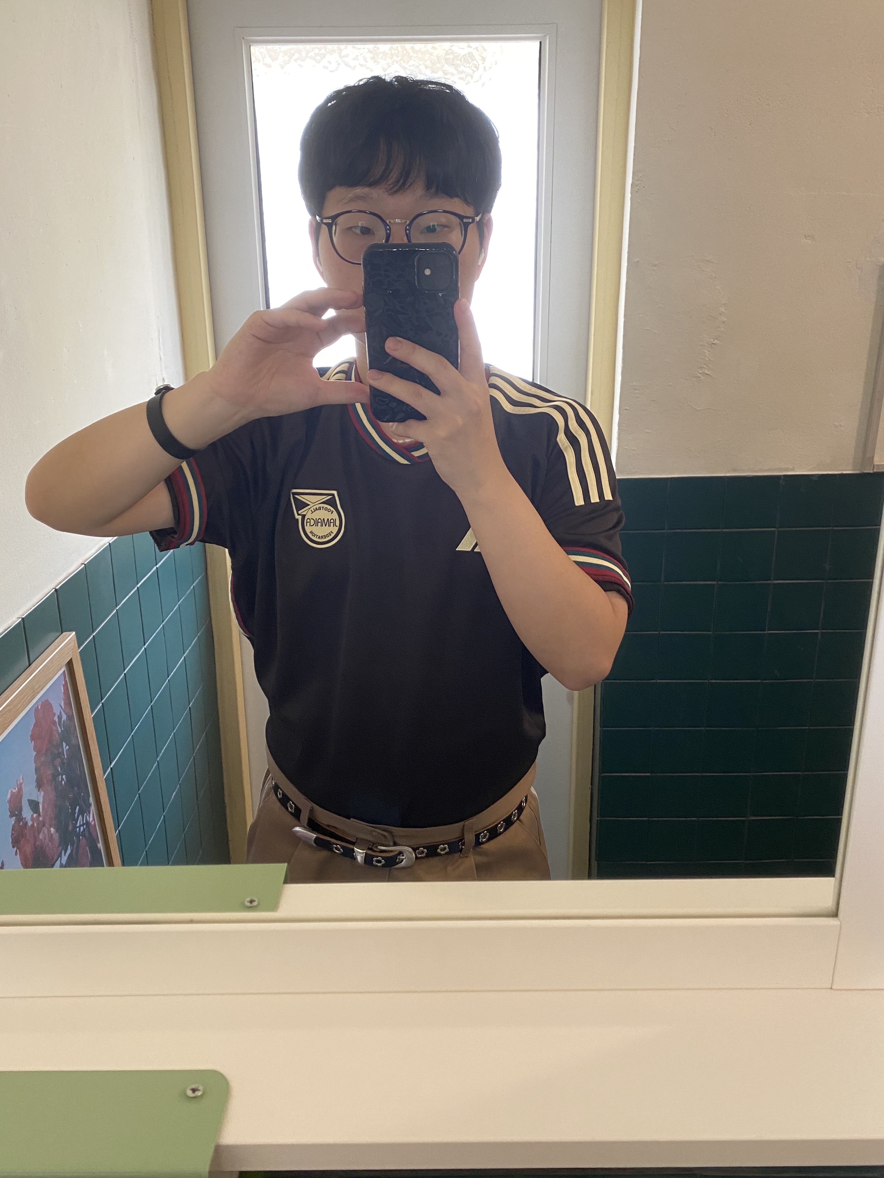 Adidas x Wales Bonner Jamaica 23 Away Jersey Night Brown - US Sizing (Non Marking Ver.), Adidas x Wales Bonner Jamaica 23 Away Jersey Night Brown - KR Sizing (Non Marking Ver.) 착용 스타일 - 1