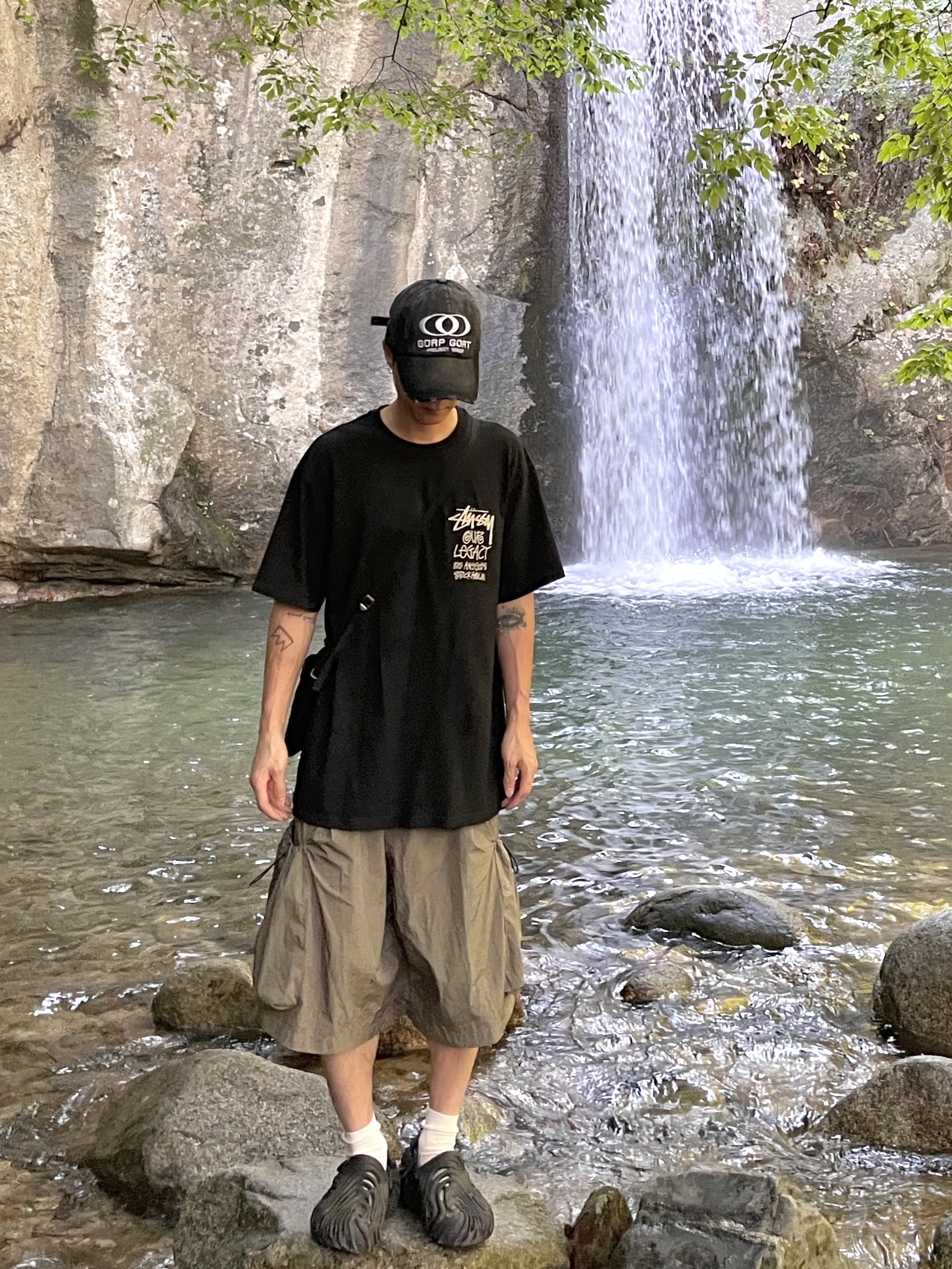 Stussy x Our Legacy Surfman T-Shirt Black - 21SS, Stussy x Our Legacy Surfman Pig. Dyed T-Shirt Black - 21FW 착용 스타일
