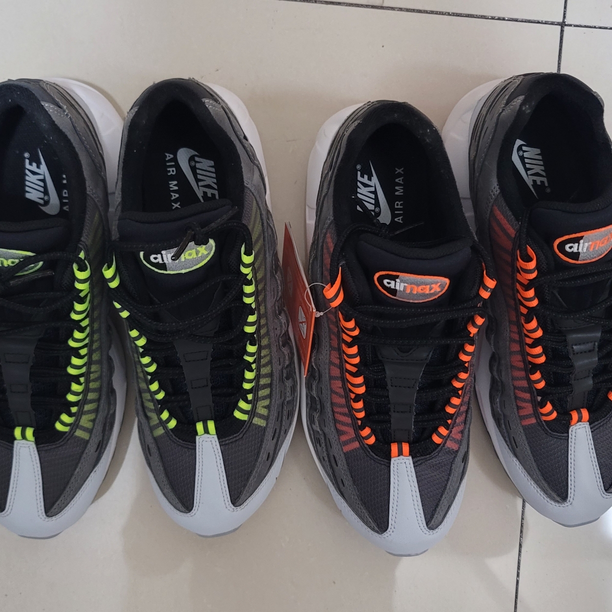 Nike x Kim Jones Air Max 95 Volt, Nike x Kim Jones Air Max 95 Total Orange 착용 스타일