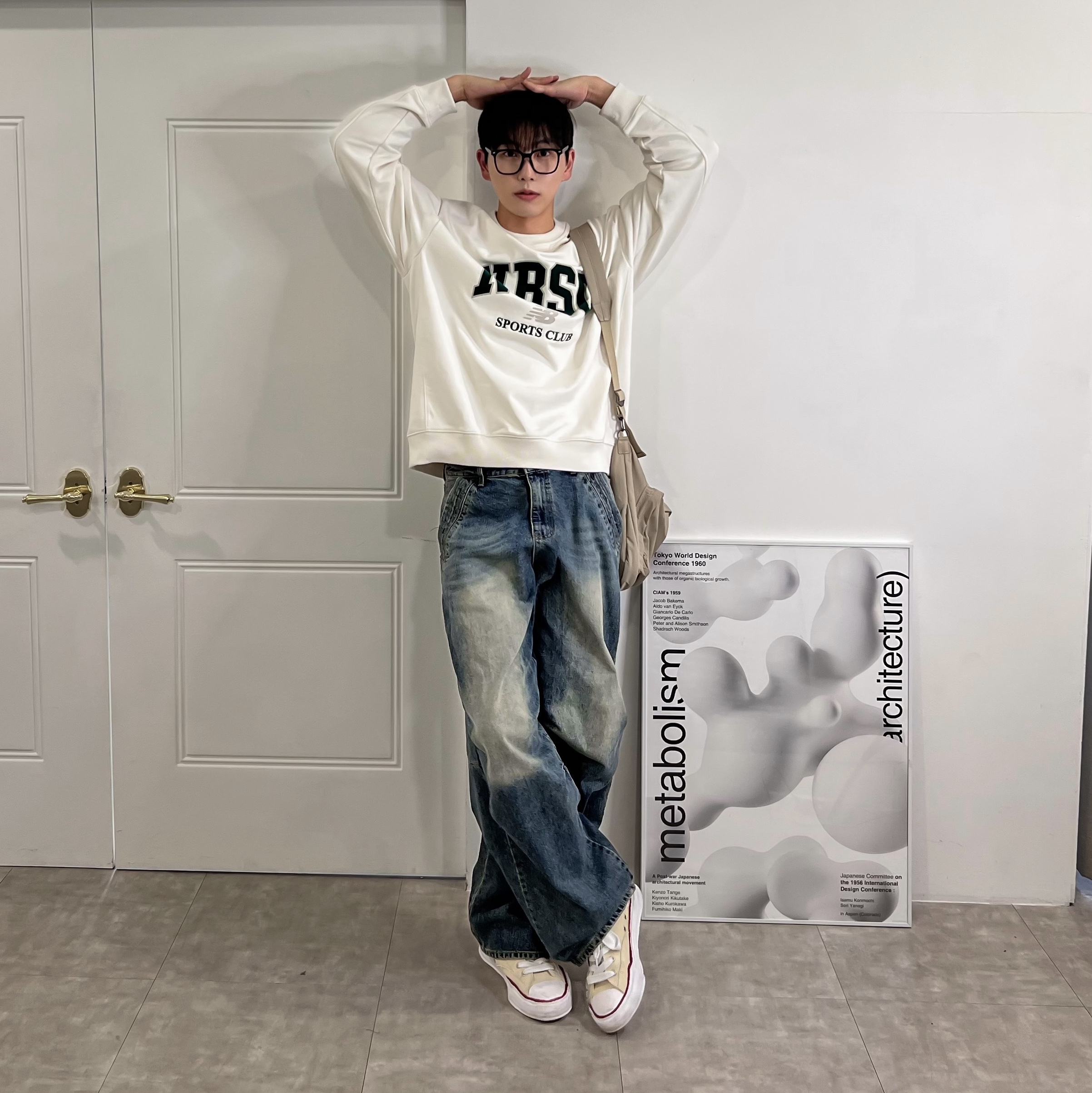 Maison Mihara Yasuhiro Peterson OG Sole Canvas Low-top Sneakers Natural 착용 스타일 - 1