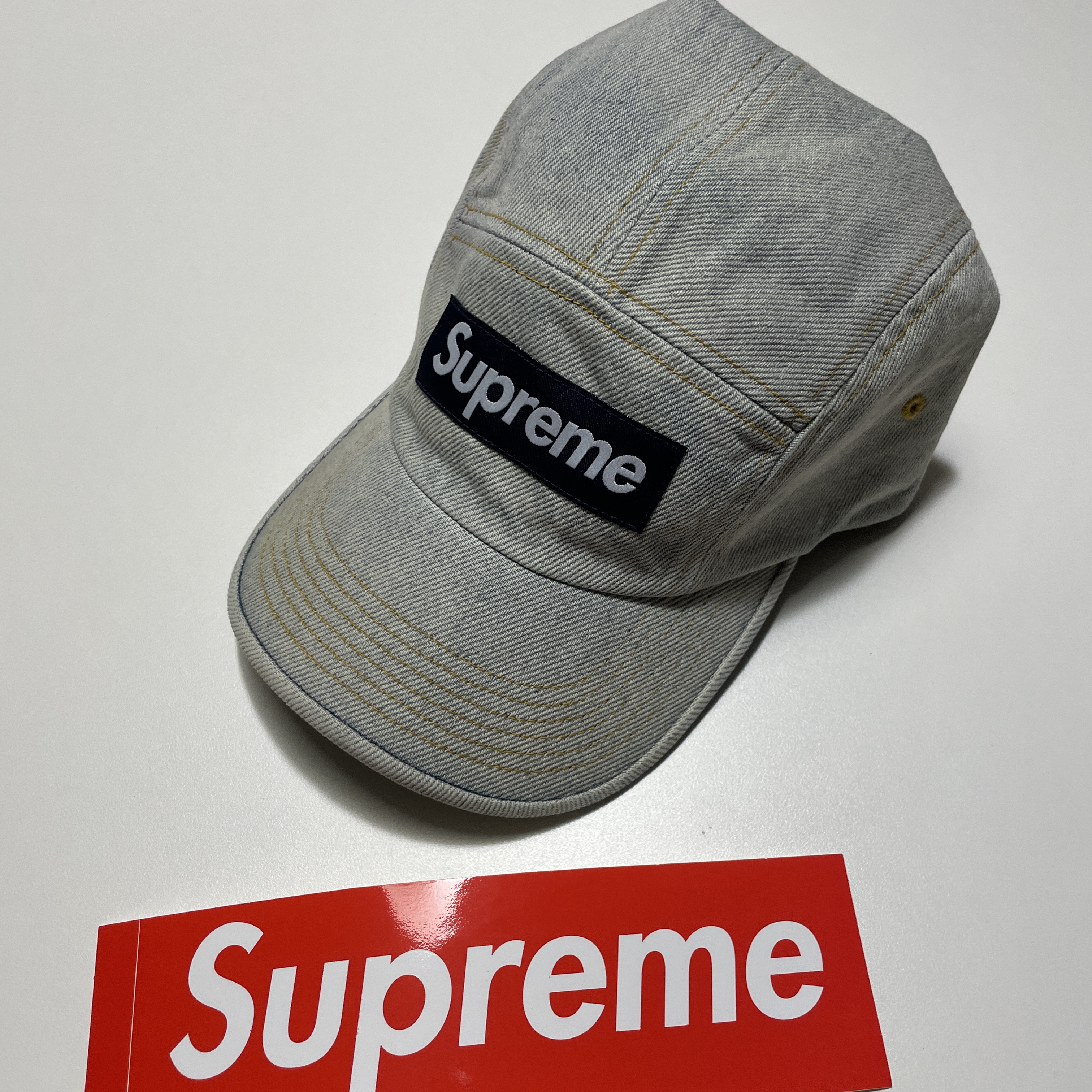 Supreme Denim Camp Cap Dirty Indigo - 23SS 착용 스타일 - 1