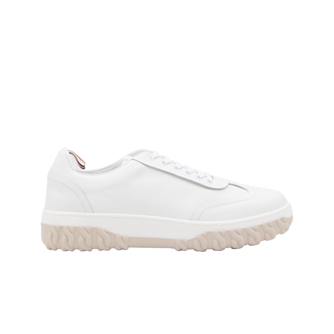 톰브라운 비텔로 카프 로 에지 케이블 니트 솔 필드 슈즈 화이트(Thom Browne Vitello Calf Raw Edge Cable Knit Sole Field Shoes White)