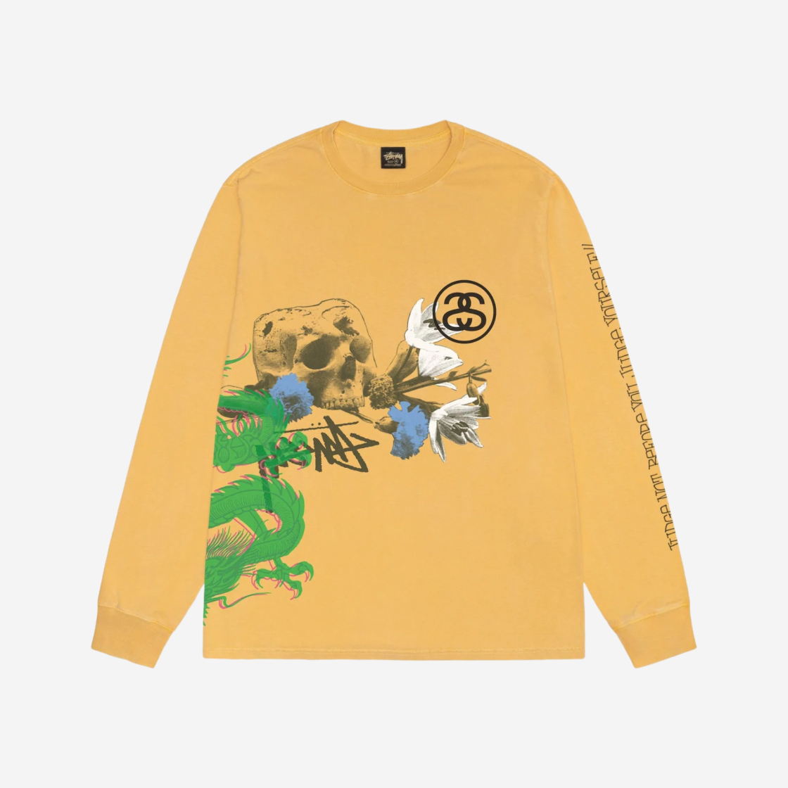 스투시 스트라이크 피그먼트 다이드 롱슬리브 티셔츠 허니 | Stussy