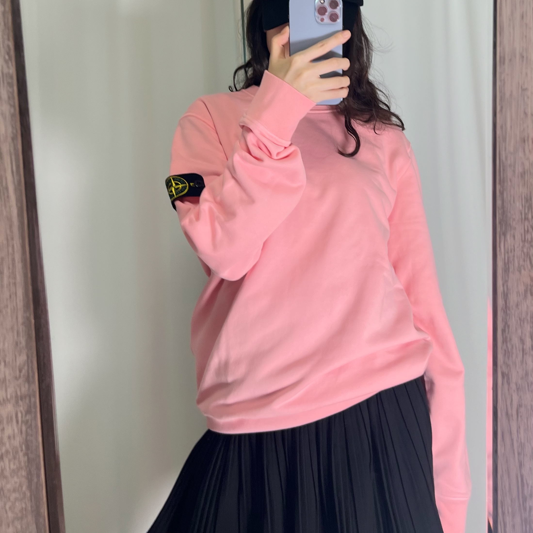 Stone Island 63051 Cotton Fleece Garment Dyed Sweatshirt Rose - 23SS 착용 스타일 - 2