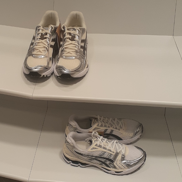 Asics Gel-Kayano 14 Cream Black, (W) Asics Gel-Kayano 14 White Midnight 착용 스타일