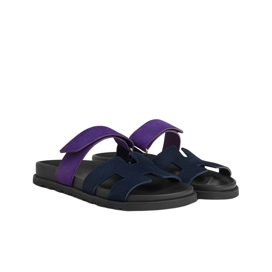 (W) 에르메스 시프레 샌들 스웨이드 고트스킨 & 마린 비올레 마조레뜨((W) Hermes Chypre Sandal Suede Goatskin & Marine Violet Majorette) - 2