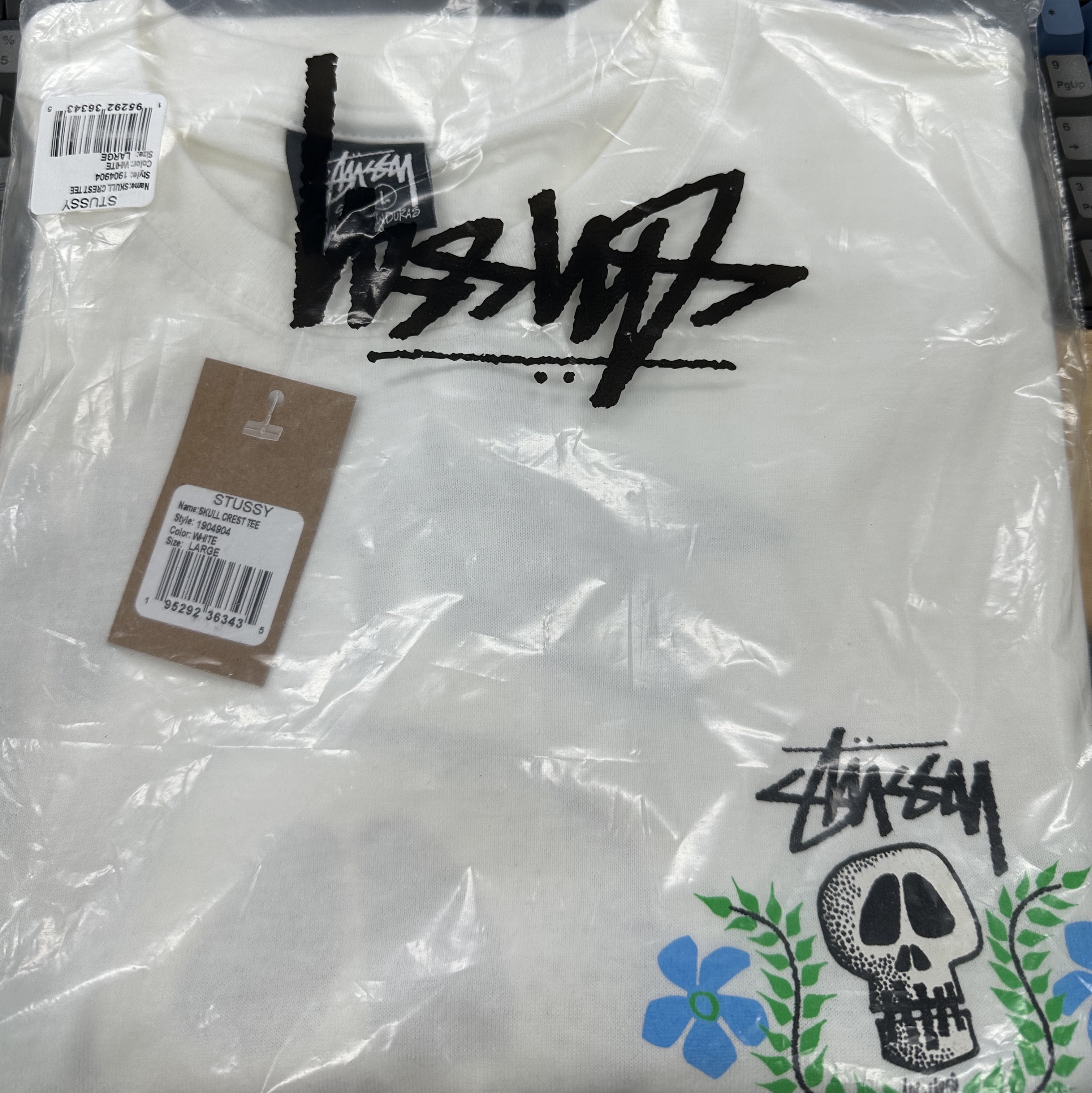 Stussy Skull Crest T-Shirt White 착용 스타일