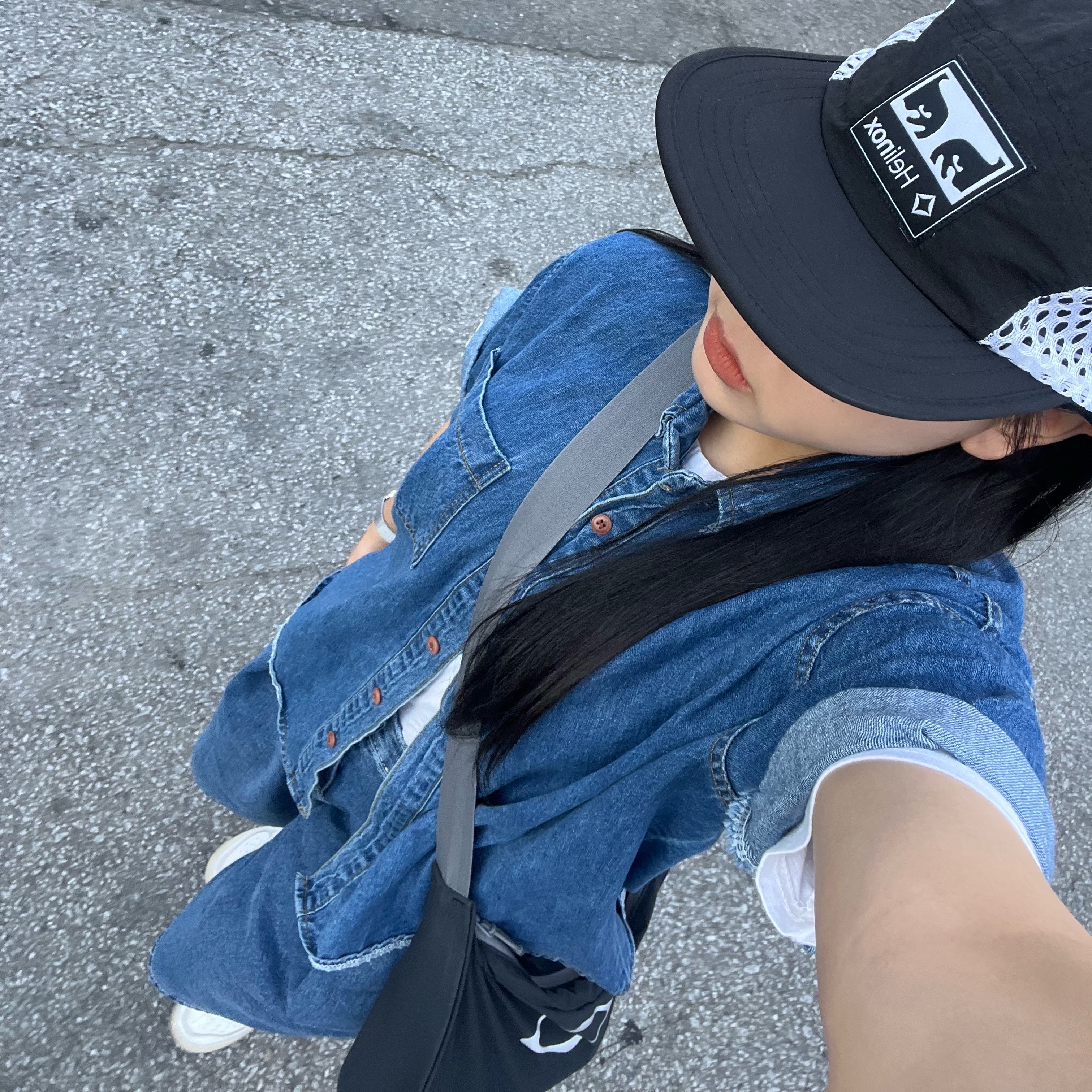 Helinox x Obey Camp Cap Black, Mischief Rhombus Light Weight Cross Bag Black - The Hyundai Seoul Exclusive 착용 스타일 - 1