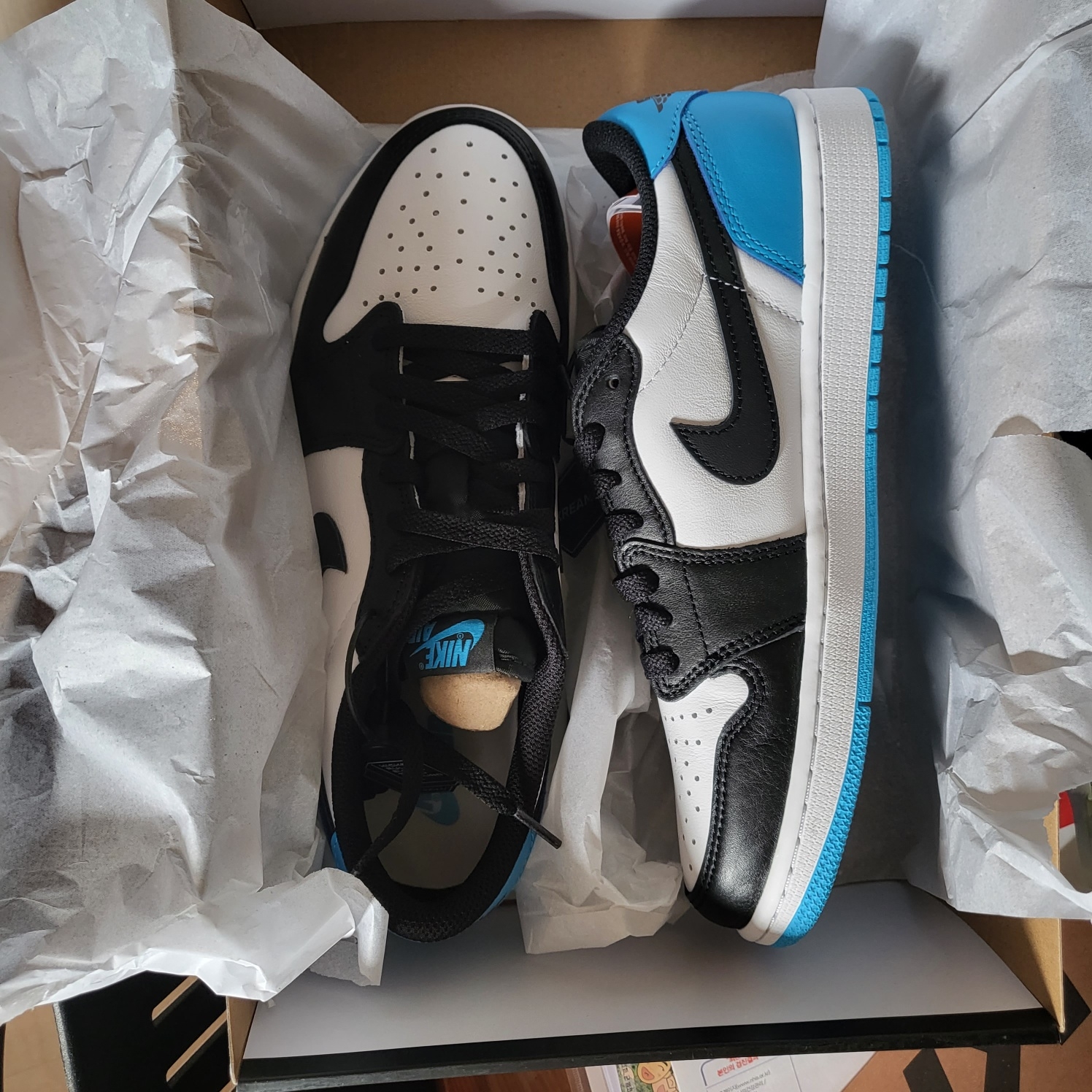Jordan 1 Retro Low OG Black and Dark Powder Blue 착용 스타일