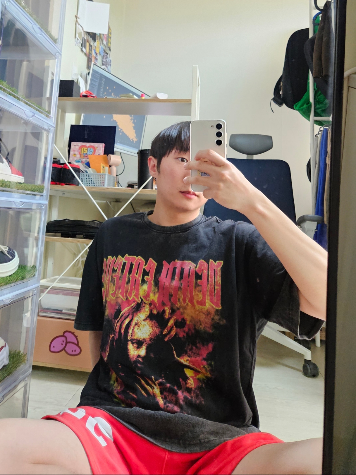 Jordan 1 x Travis Scott Retro Low OG SP Mocha, Undermycar Death Eaters Vintage Washed T-Shirt Fiesta - 23FW 착용 스타일 - 2