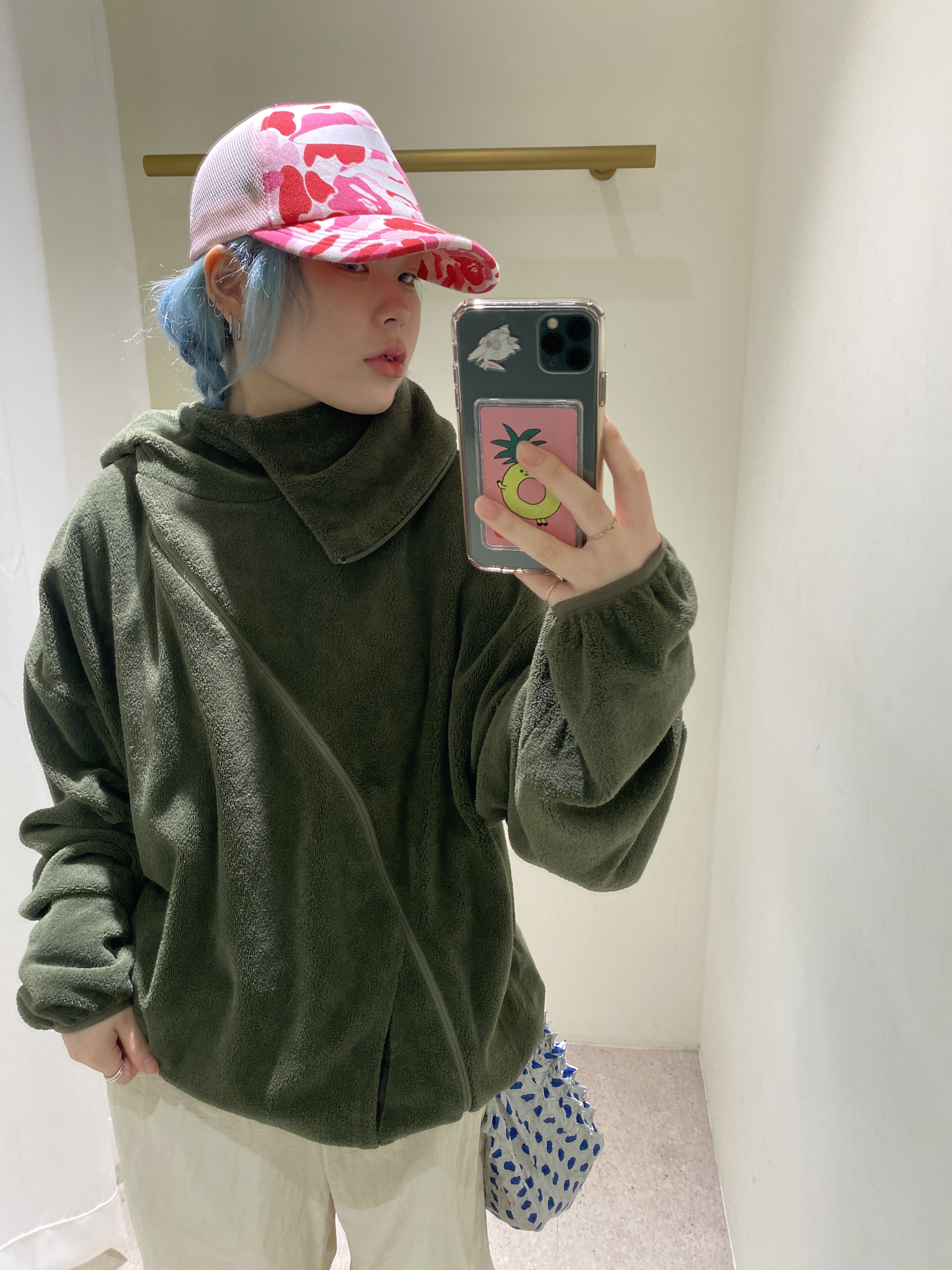 BAPE A Bathing Ape ABC Camo Ape Face Mesh Cap Green - 23SS, Post Archive Faction (Paf) 5.0 Technical Jacket Center Olive Green 착용 스타일