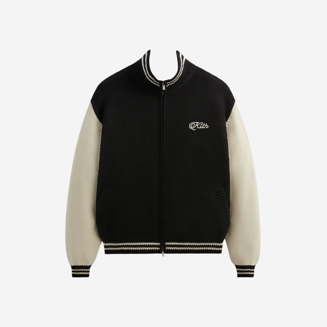 Kith Wyona Full Zip Varsity Sweater Black 상세 이미지 2