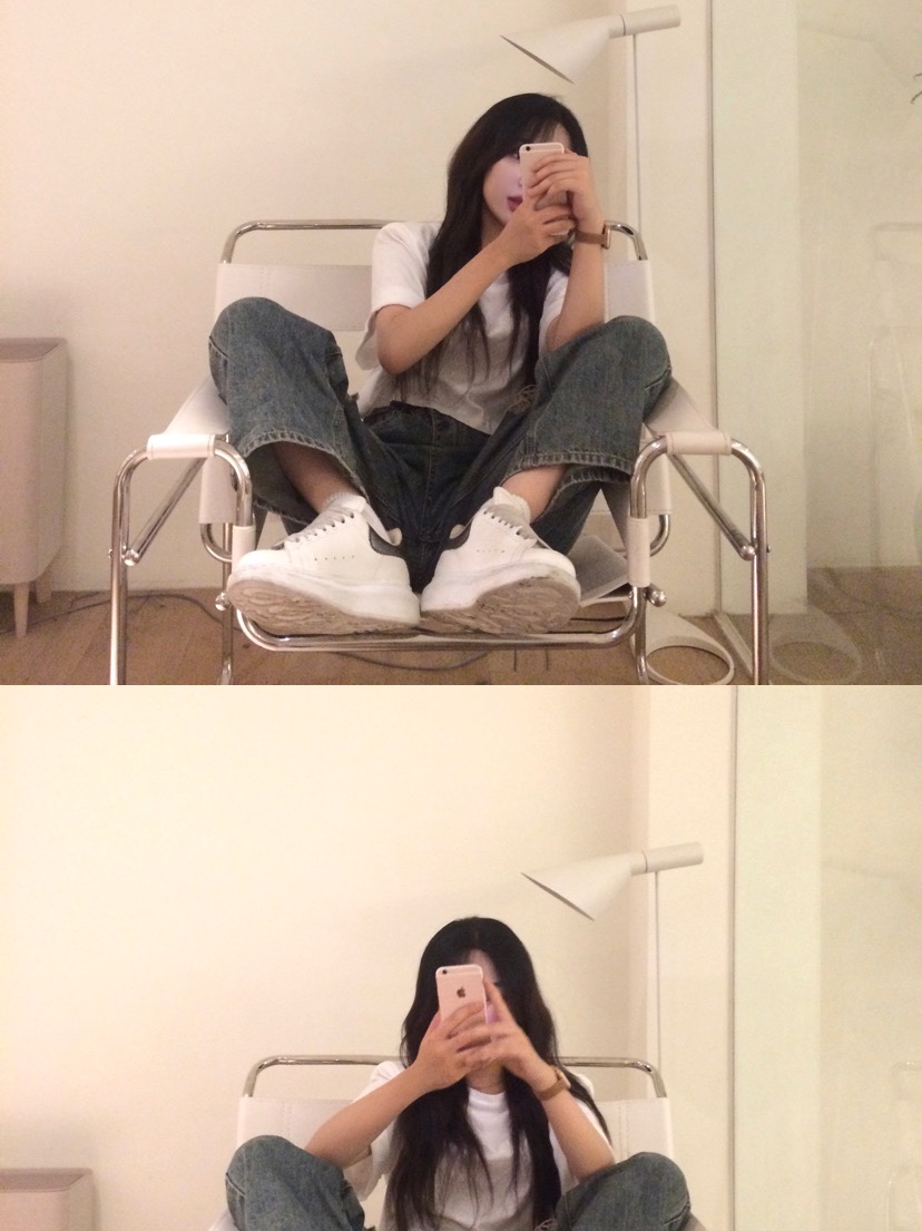 (W) Alexander McQueen Oversized Sneakers White Black Pearl 착용 스타일 - 2