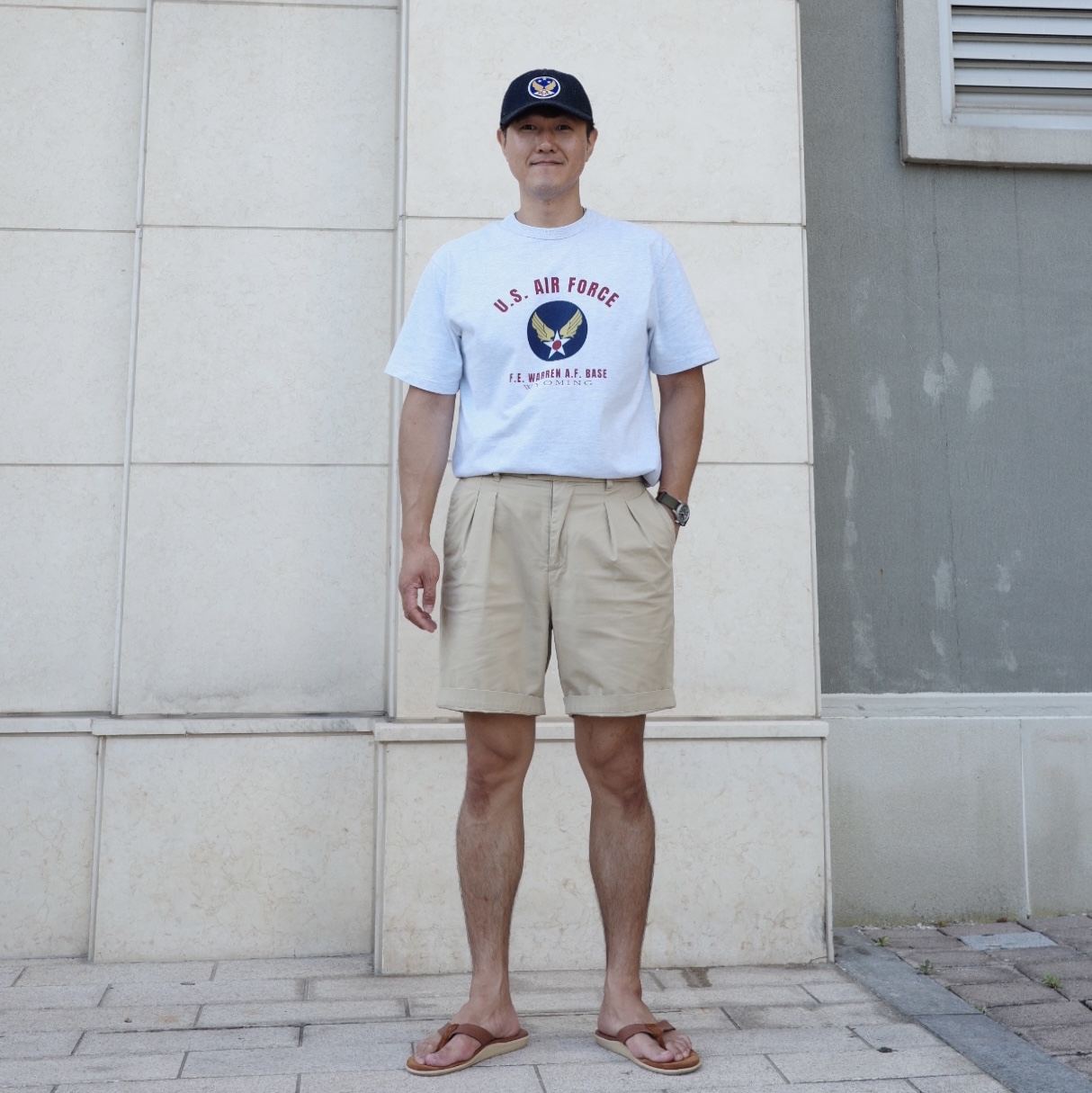 Double RL Garment Dyeing Twill Ball Cap Indigo 착용 스타일