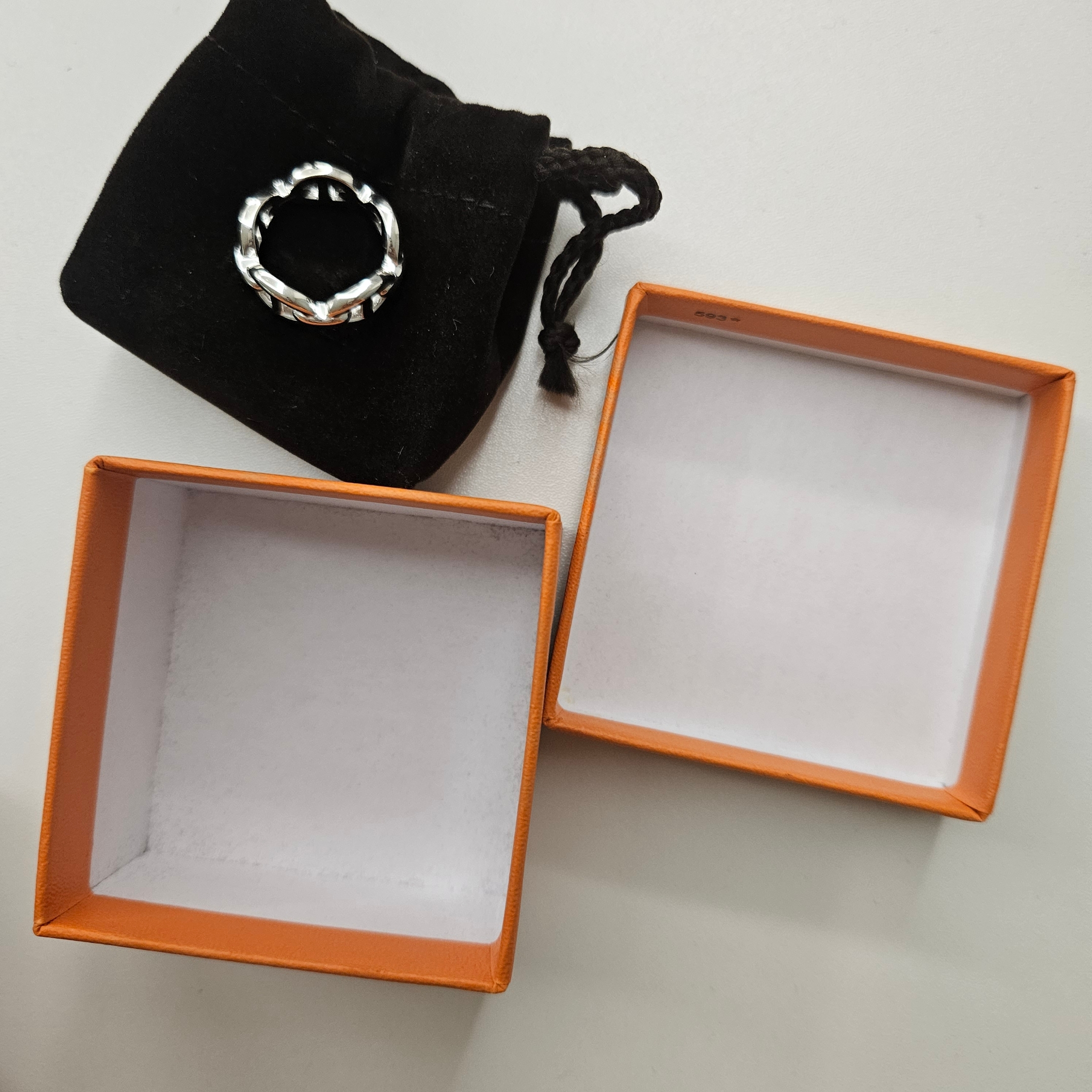 (W) Hermes Small Chaine D'Ancre Enchainee Ring Sterling Silver 착용 스타일 - 1