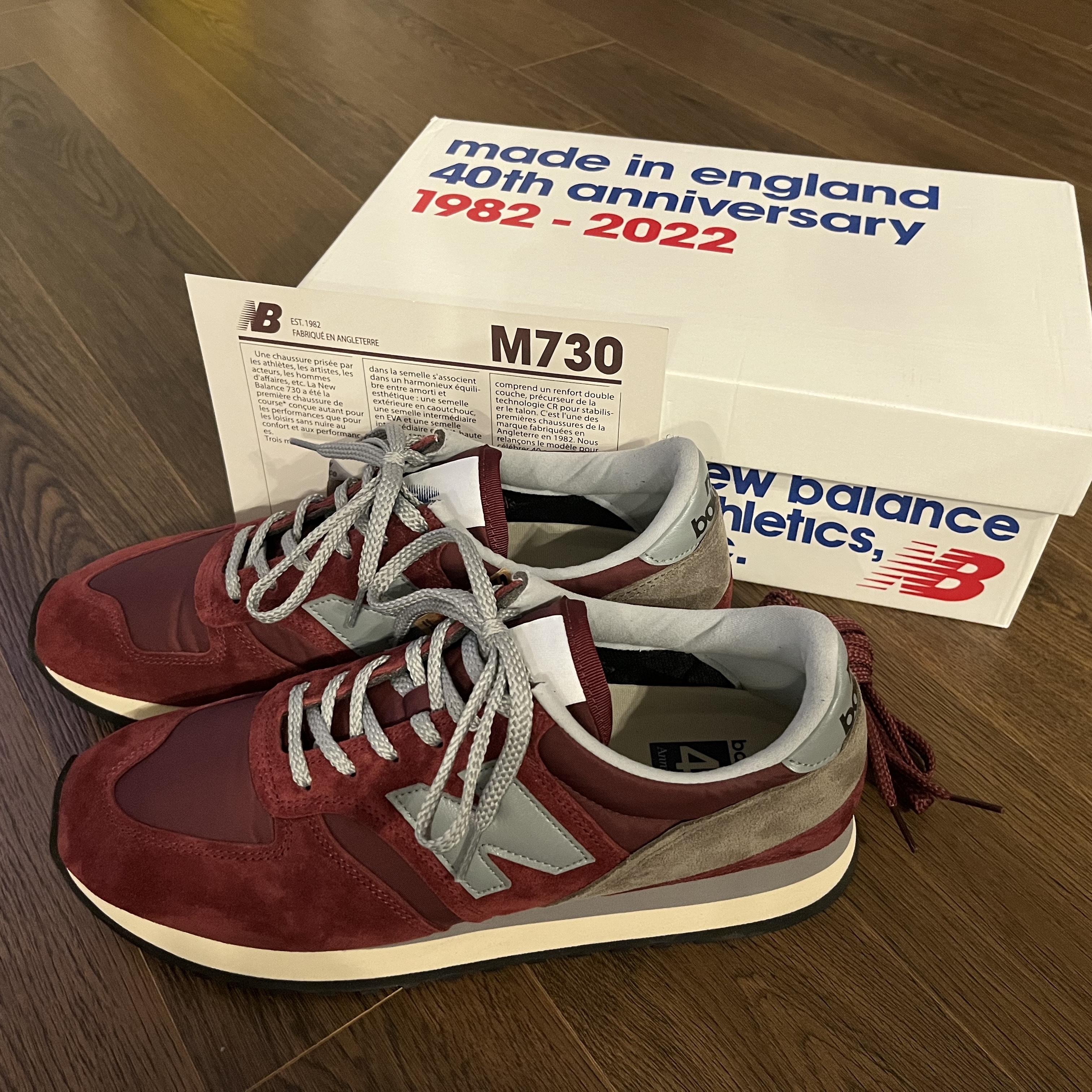New Balance 730 Made in UK 40th Anniversary Burgundy 착용 스타일