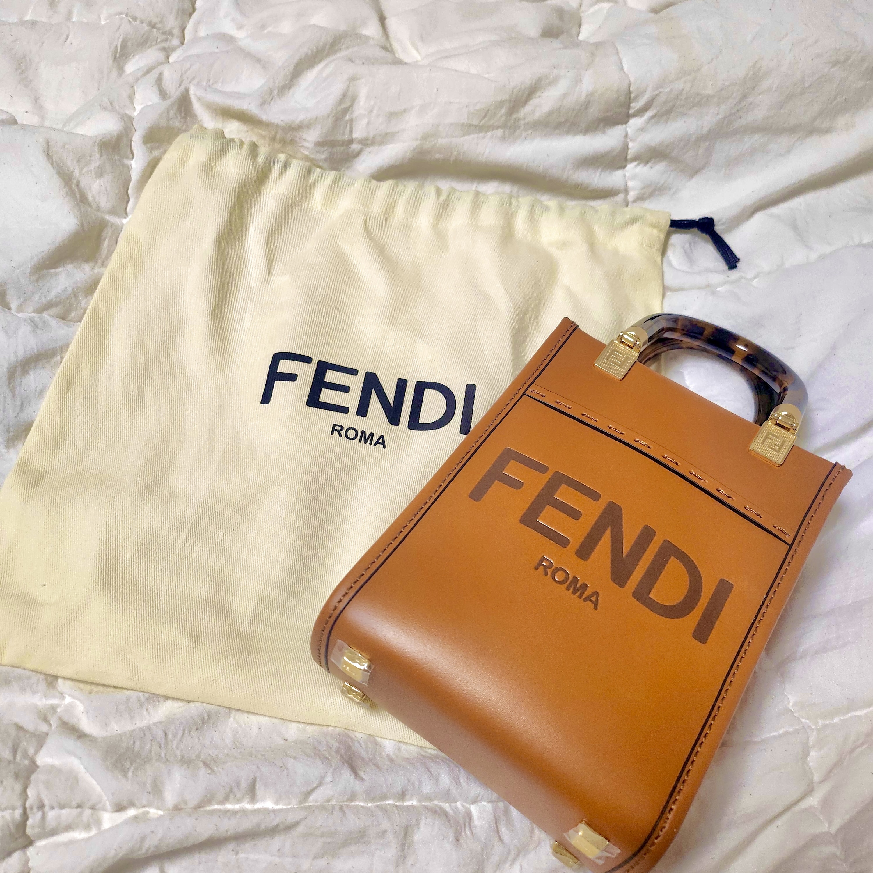 Fendi Roma Sunshine Mini Leather Shopper Bag Brown 착용 스타일