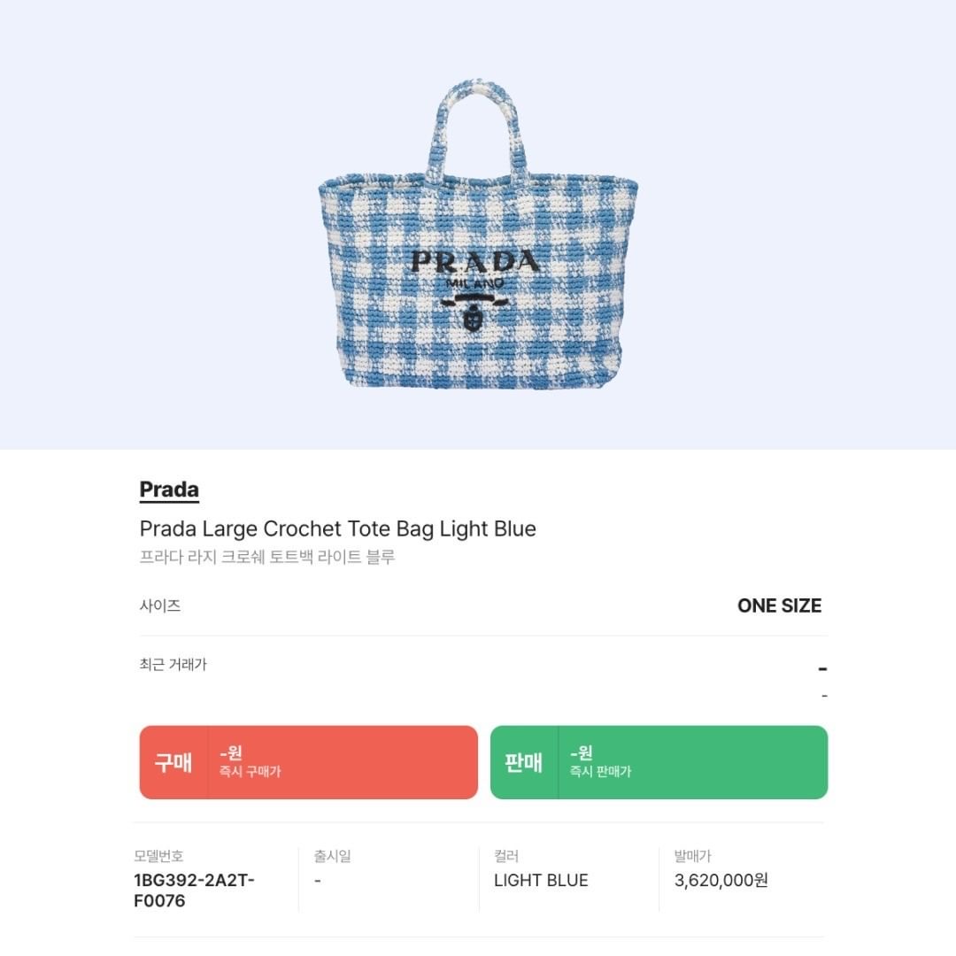 Prada Large Crochet Tote Bag Light Blue 착용 스타일 - 5