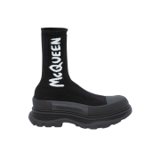 Alexander McQueen Graffiti Knit Tread Slick Boot in Black White