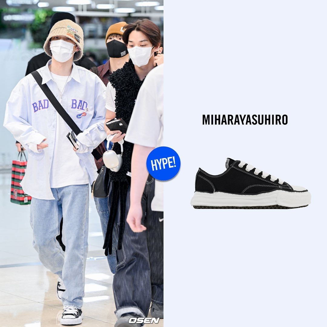 Maison Mihara Yasuhiro Blakey OG Sole Canvas Low-top Sneakers Black White, Maison Mihara Yasuhiro Peterson OG Sole Canvas Low Sneakers Black 착용 스타일 - 3