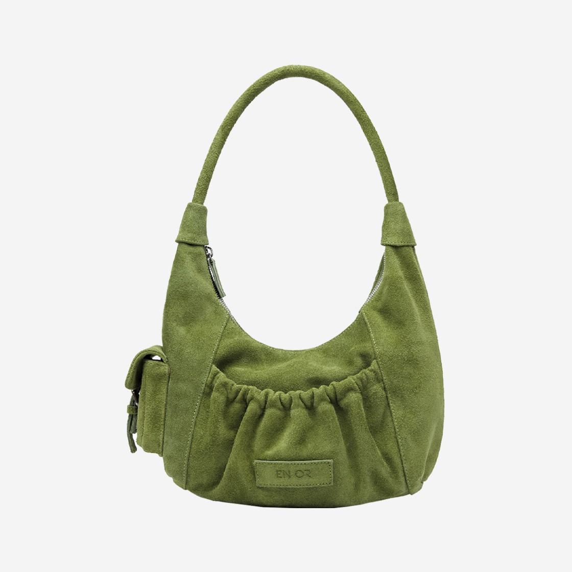 En Or Women Suede Halfmoon Hobo Bag Olive 상세 이미지 1