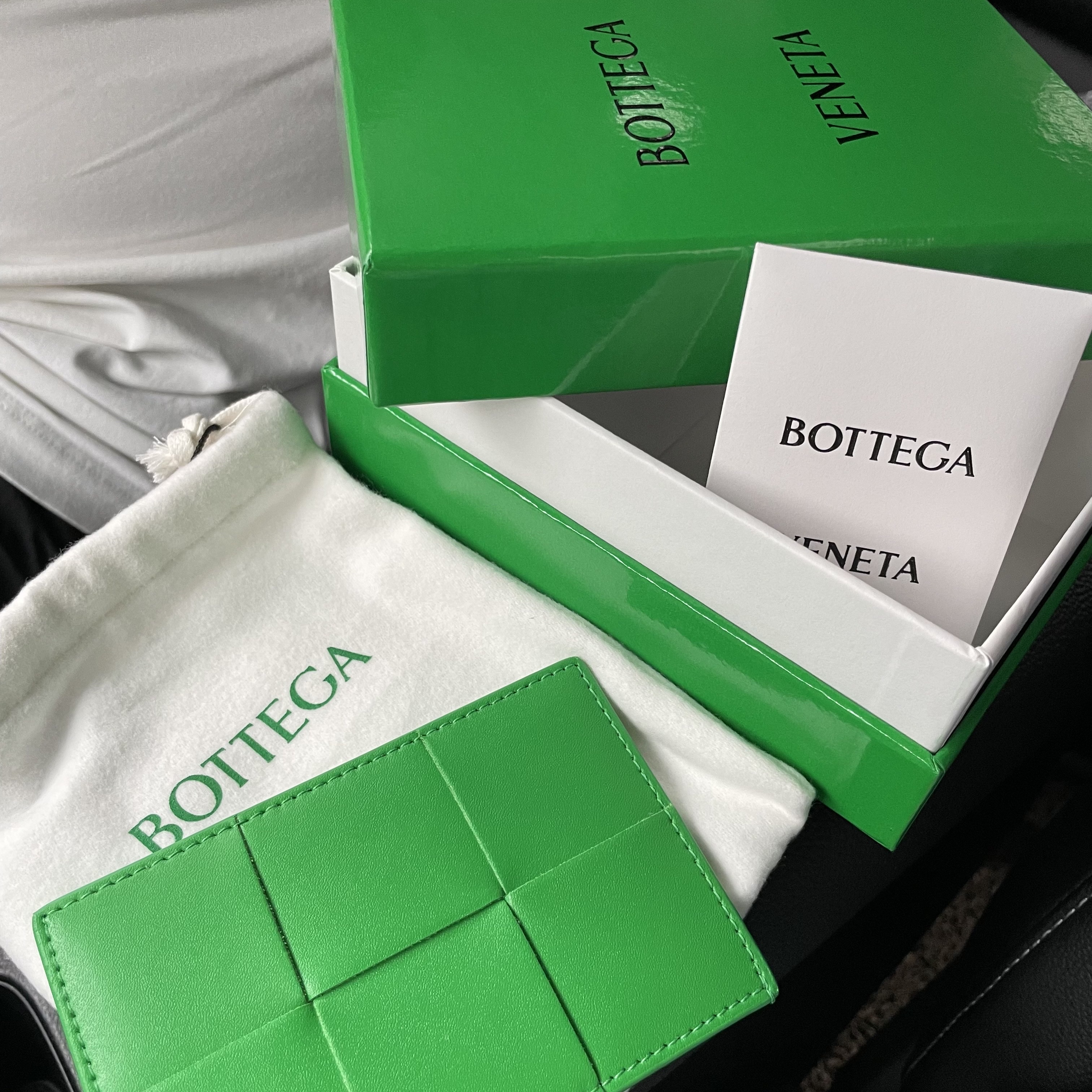 Bottega Veneta Credit Card Case Calfskin Parakeet 착용 스타일