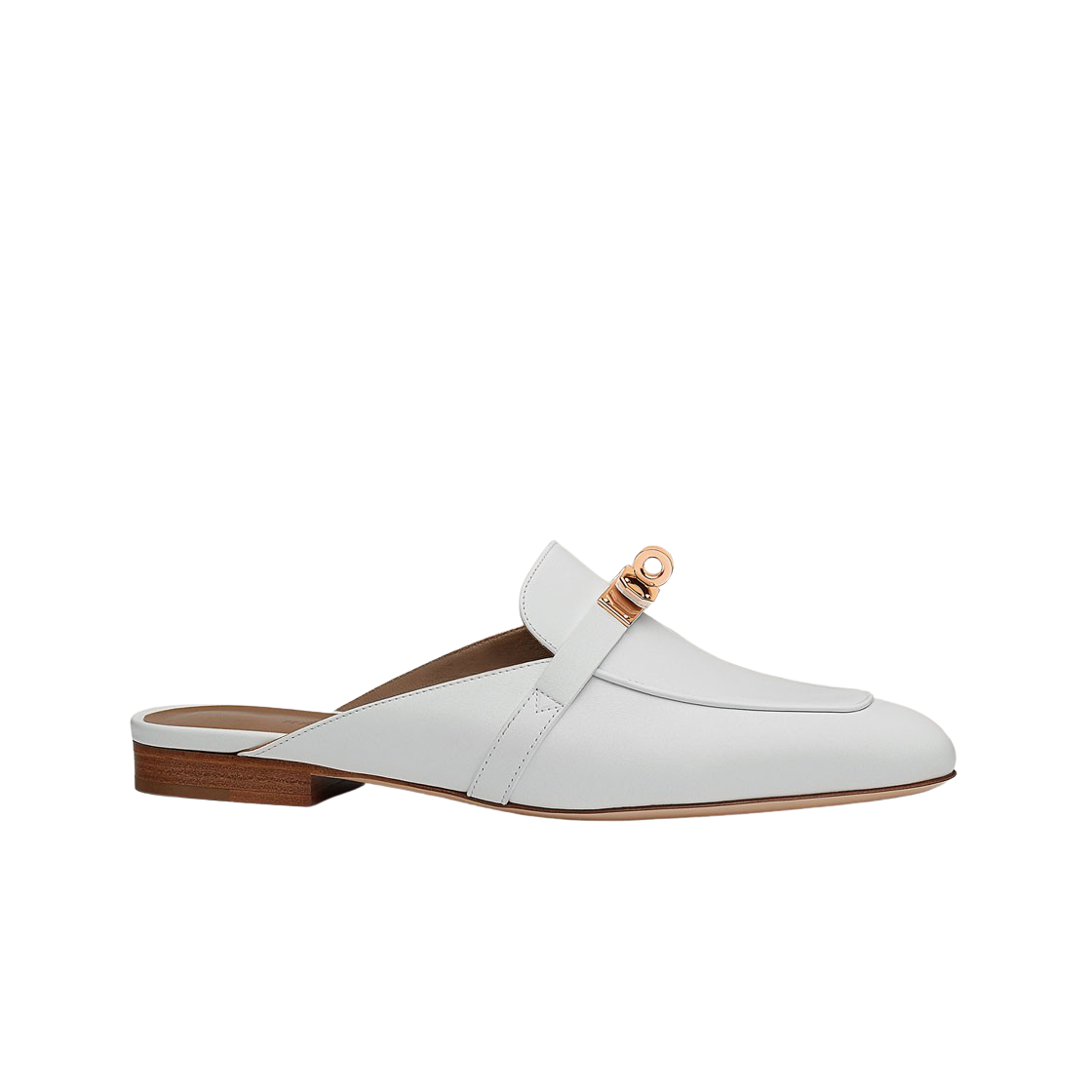 H212101Z90 (W) Hermes Oz Mule Calfskin & Rose Gold Blanc