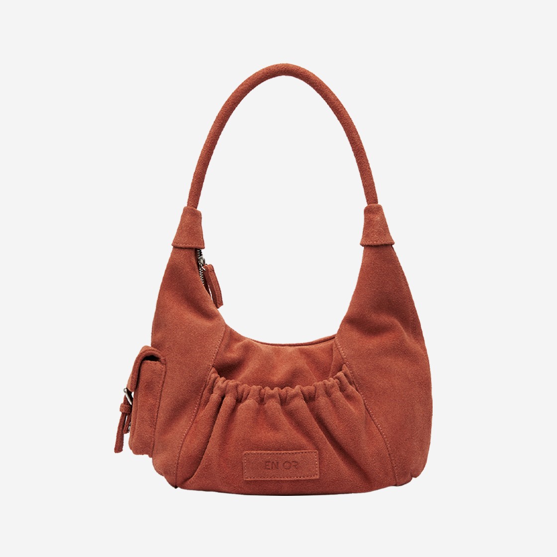 En Or Women Suede Halfmoon Hobo Bag Brick 상세 이미지 1