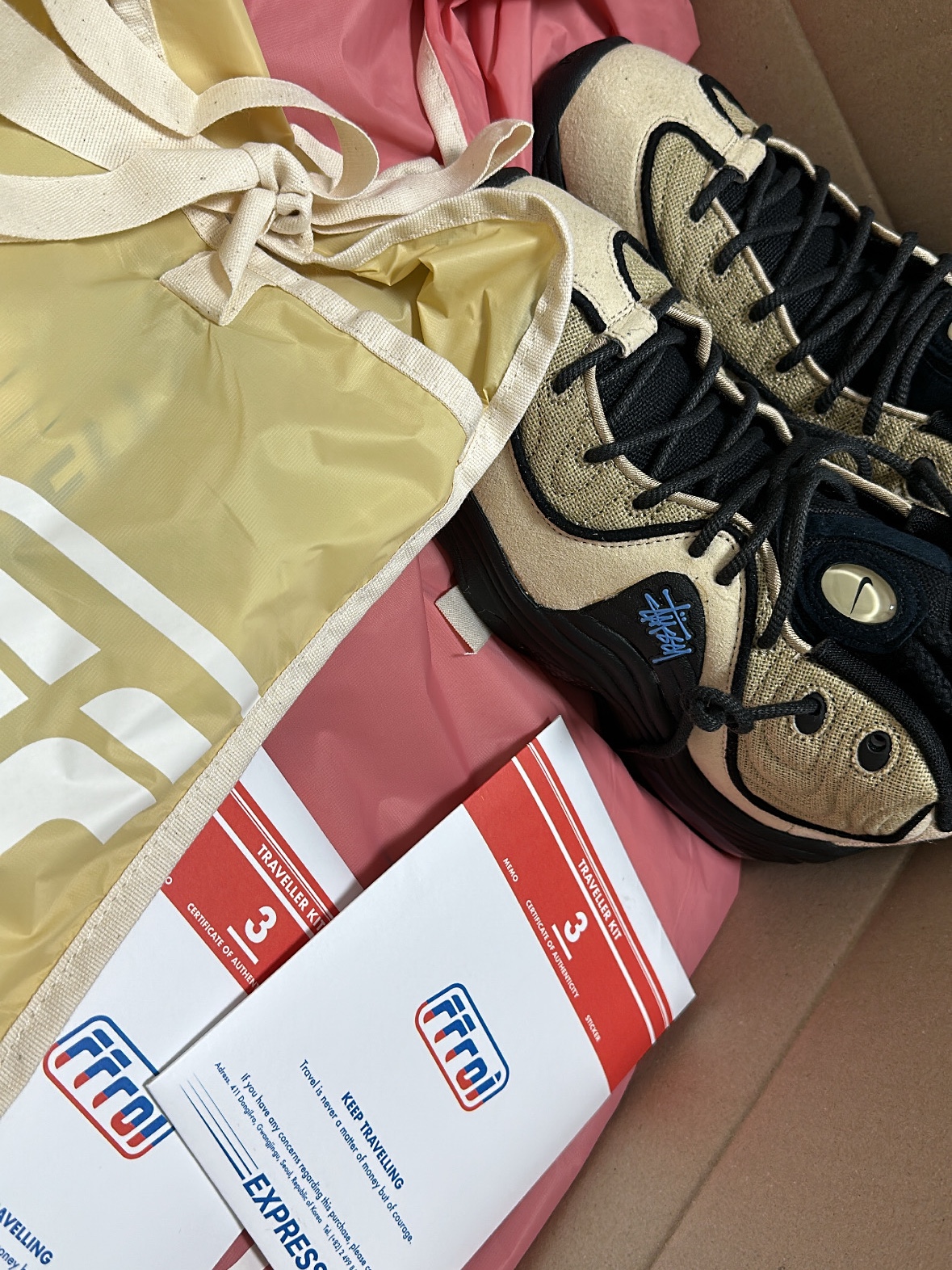Nike x Stussy Air Penny II Rattan and Limestone 착용 스타일