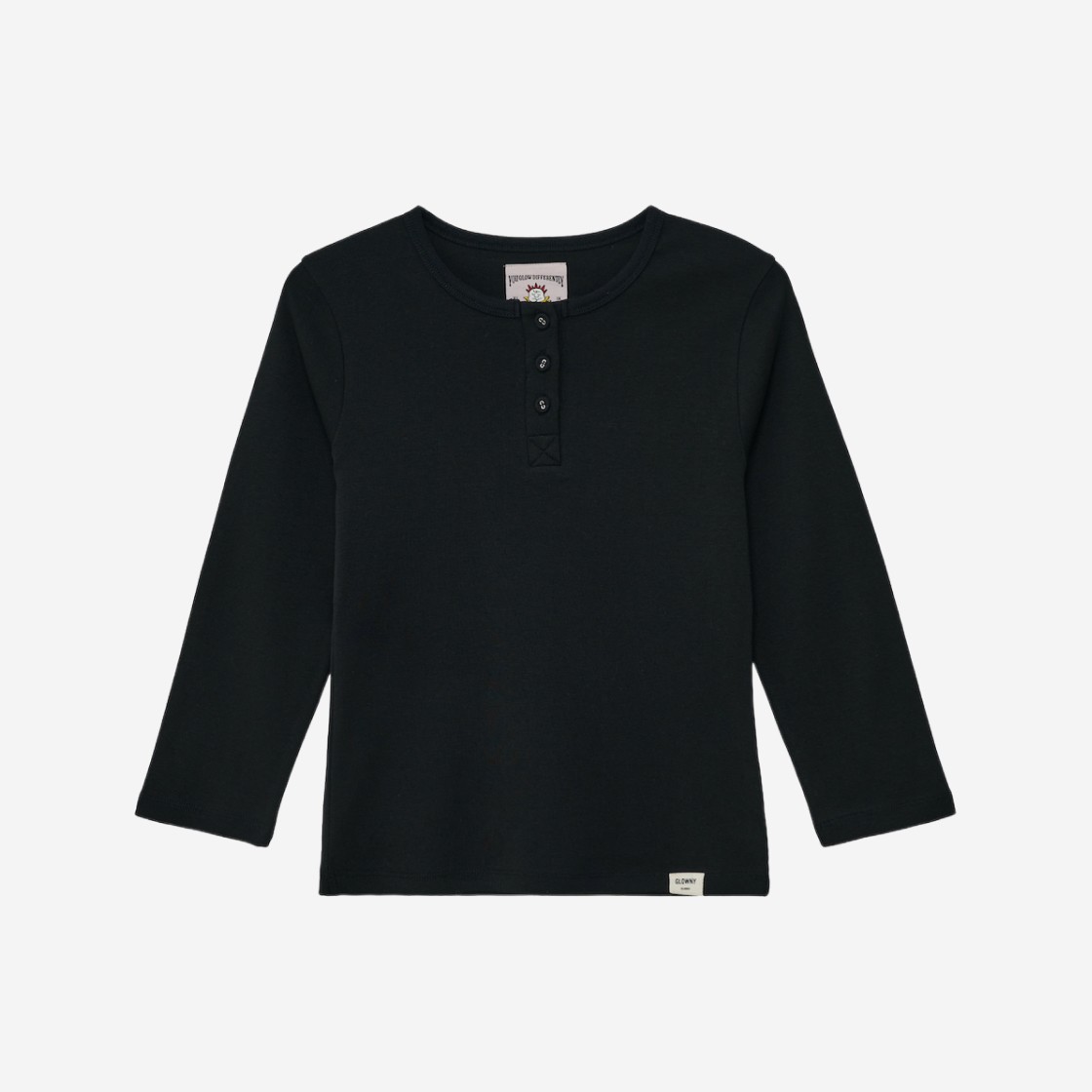 (W) Glowny 3/4 Button Fly T-Shirt Black 상세 이미지 1