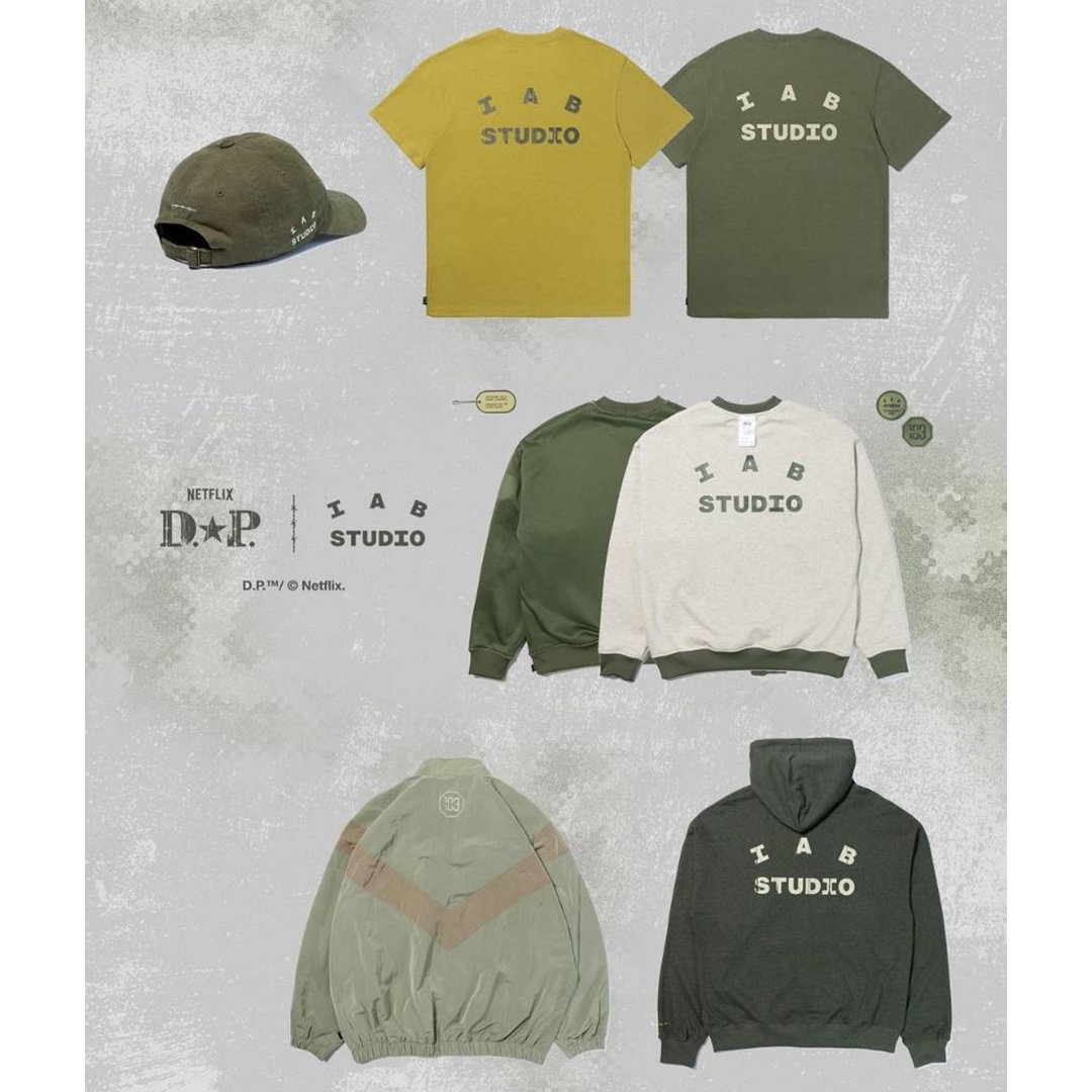 IAB Studio x D.P. Track Top Tea Green Mud, IAB Studio x D.P. T-Shirt Olive Green 착용 스타일 - 3