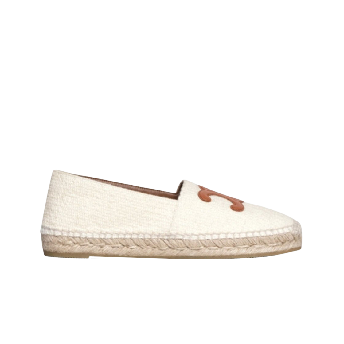 354432278C-01CR (W) Celine Triomphe Espadrille Tweed Cafskin Cream